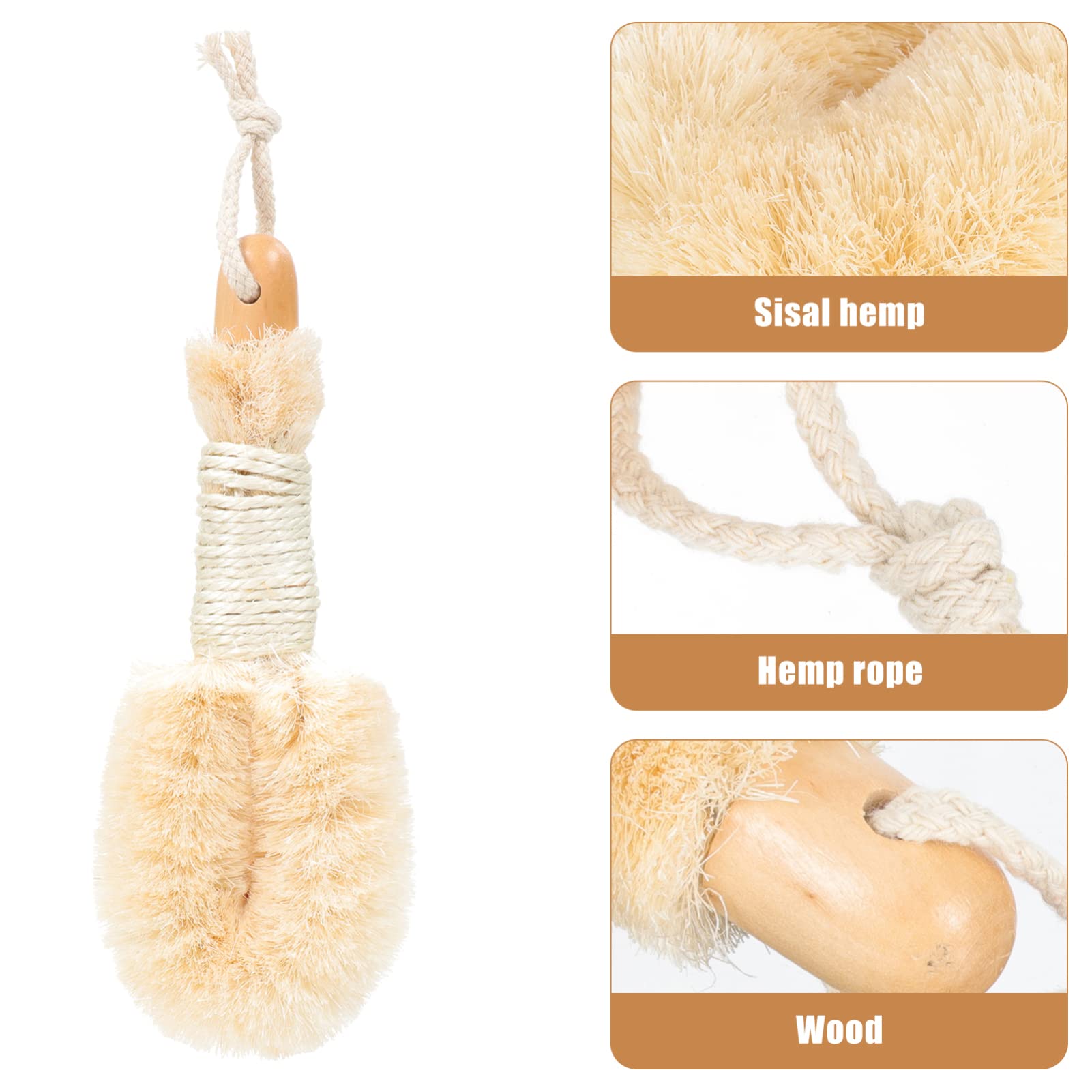 Beaupretty Silicone Body Scrubber with Wooden Handle - Exfoliating Bath Brush for Shower & Spa, Back Scrubber with Bristles & Loofah - Perfect for Deep Cleansing, Dead Skin Removal & Relaxation (Great Gift for Home, Travel & Self-Care Routines)