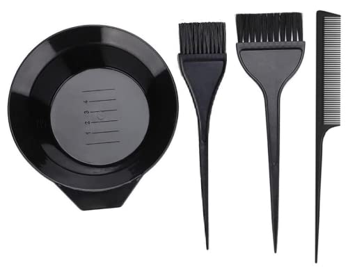 Ayushicreationa Hair Coloring Kit - 4-Piece Set with Comb, Dye Brush, Mixing Bowl (100ml) for Salon & Home Use | Perfect for Hair Dye, Facial Cream & Bleach Application | Durable ABS Plastic Bowl