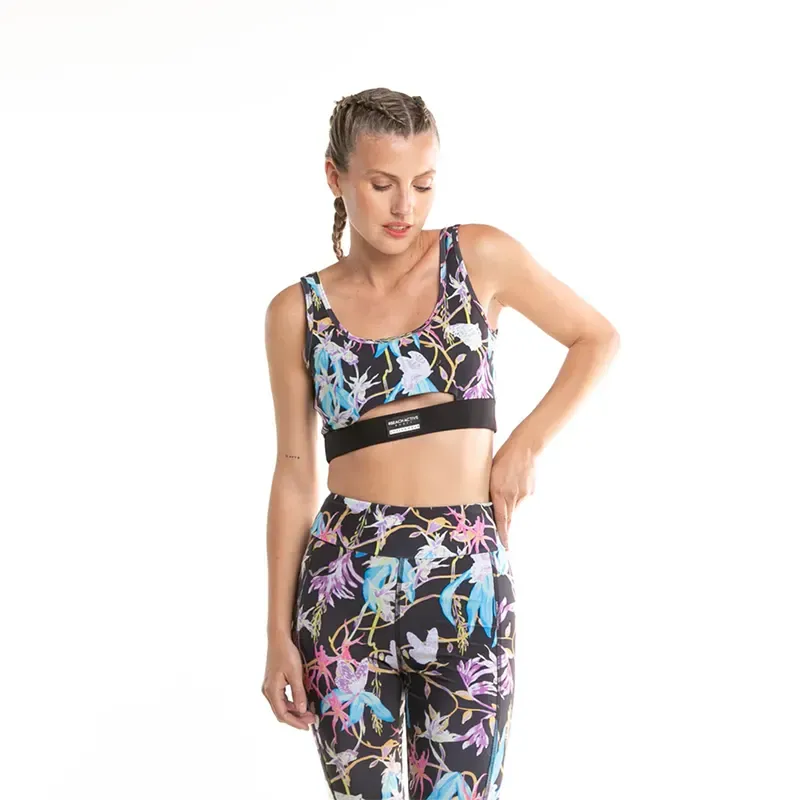 Rusty Butterfly Dream Sport Black Floral Print Top - Women's Fashion Athletic Wear for Gym, Yoga & Casual Outfits