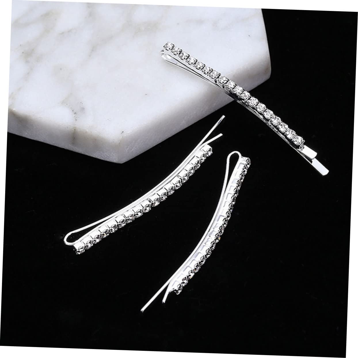 Minkissy Rhinestone Hairpins Set - Silver Bang Clips for Women | Elegant Bobby Pins & Hair Accessories for Weddings, Parties & Daily Styling