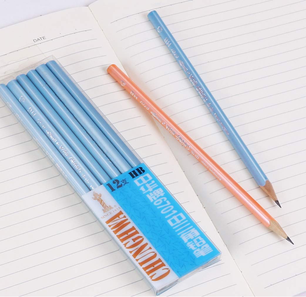 YYMIYU HB Triangular Pencils for Kids - 12 Pack Orange Writing Pencils with Ergonomic Grip for Handwriting Practice, School Supplies & Office Use