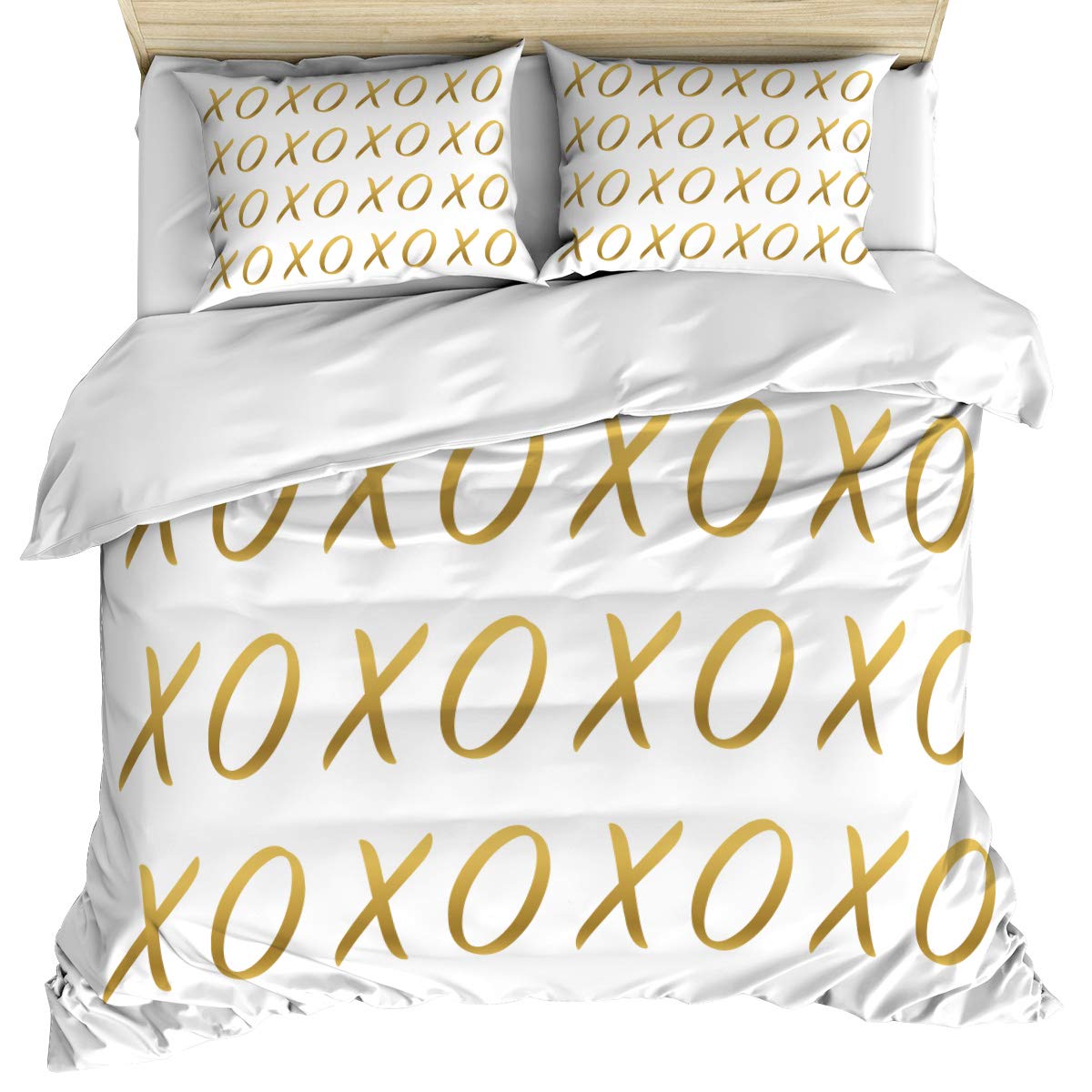 Xo Decor 3-Piece Twin Size Bedding Set - Vintage Love Letter Print Comforter Cover with Zipper Closure | Soft Duvet Cover for Kids, Teens & Adults | Perfect for Cozy Bedrooms, Dorm Rooms & Guest Rooms
