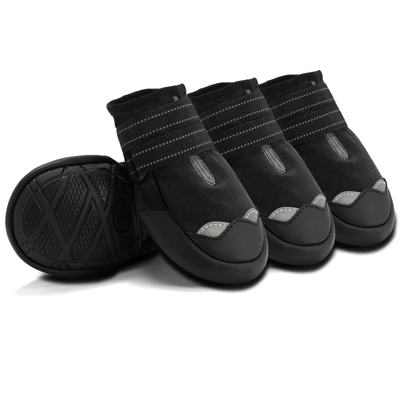 Reflective Waterproof Dog Boots for Hot Pavement - Paw Protectors for Medium & Large Dogs - 4PCS Outdoor Dog Booties for Hiking, Running & Walking - Perfect for Summer Protection & Night Safety