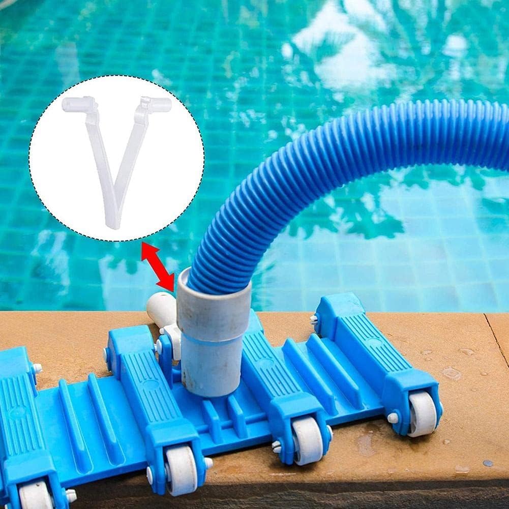 6Pcs White Pool Supply V Clip Set - Replacement Clips for Swimming Pool Spa Brush & Vacuum Head - Durable V Clips and Pins for Pool Maintenance - Perfect for Inground & Above Ground Pools, Hot Tubs, and Backyard Cleaning