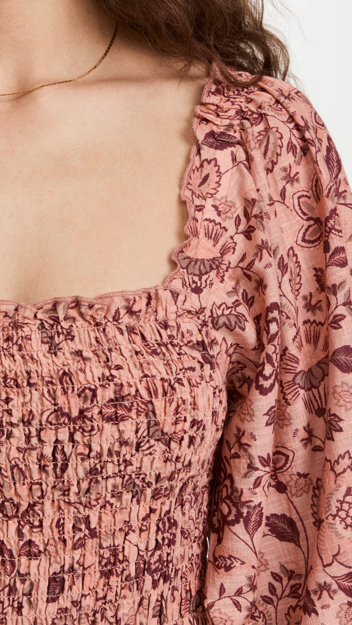 Free People Women's Smock It to Me Mini Dress - Floral Print, Apricot & Pink Combo, Size M | Boho Chic Summer Outfit for Beach, Date Night & Music Festivals