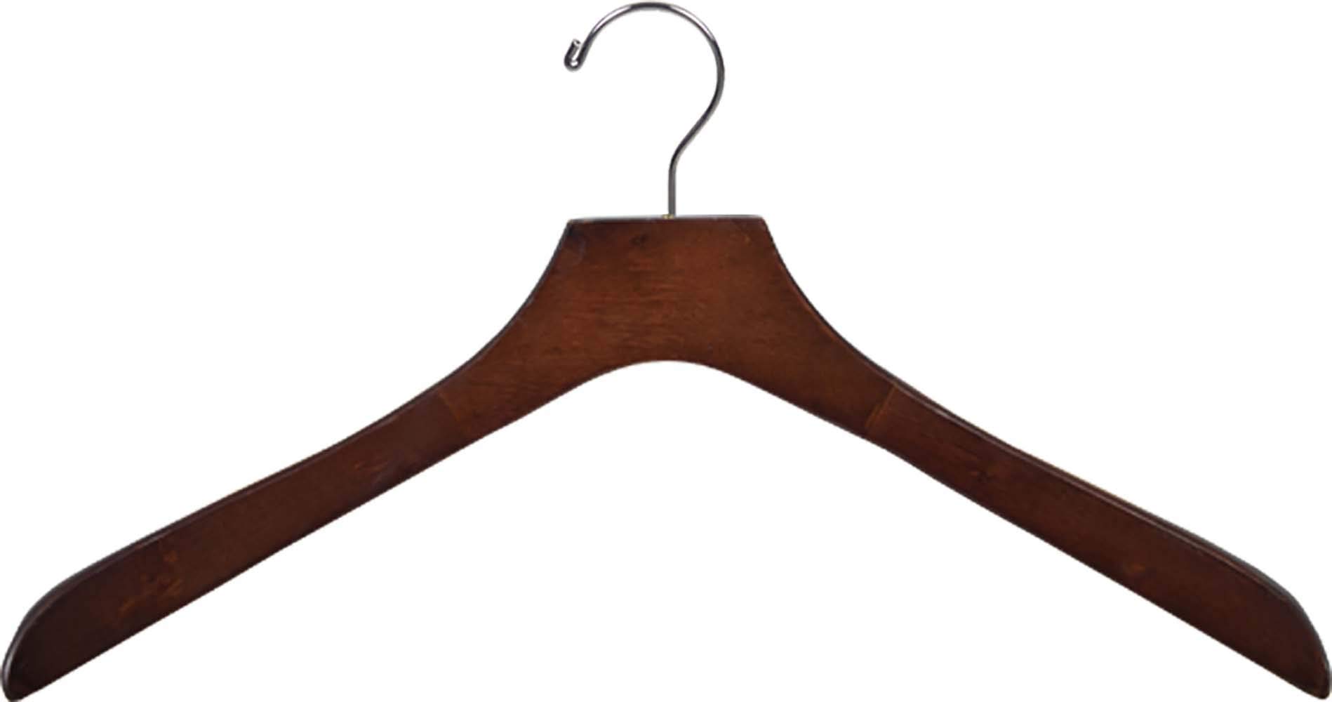 Premium Oversized Walnut Finish Wood Coat Hangers - 18