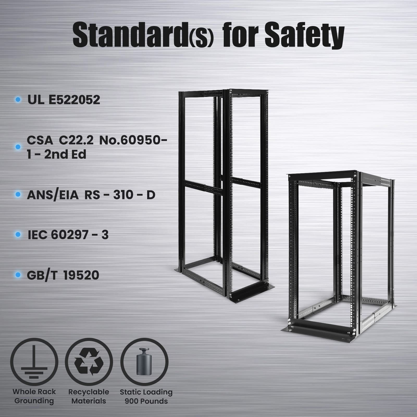 42U 19-Inch Adjustable Depth Aluminum Server Rack - 4 Post Open Frame Rack Enclosure (82 Inch Height) for Data Centers, Home & Office Server Rooms - Perfect for Network Equipment, AV Systems & IT Infrastructure