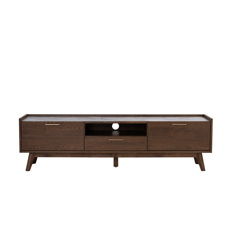 BREDA 180cm Walnut Entertainment TV Stand with Storage - Modern TV Console for Living Room, Bedroom & Home Theater