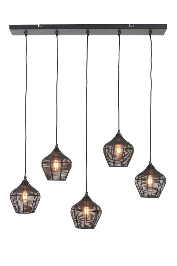 Alvaro 5/10Lt Vintage Hanging Lamp - Antique Bronze & Matte Black Finish | Perfect for Dining Room, Living Room & Bedroom Lighting