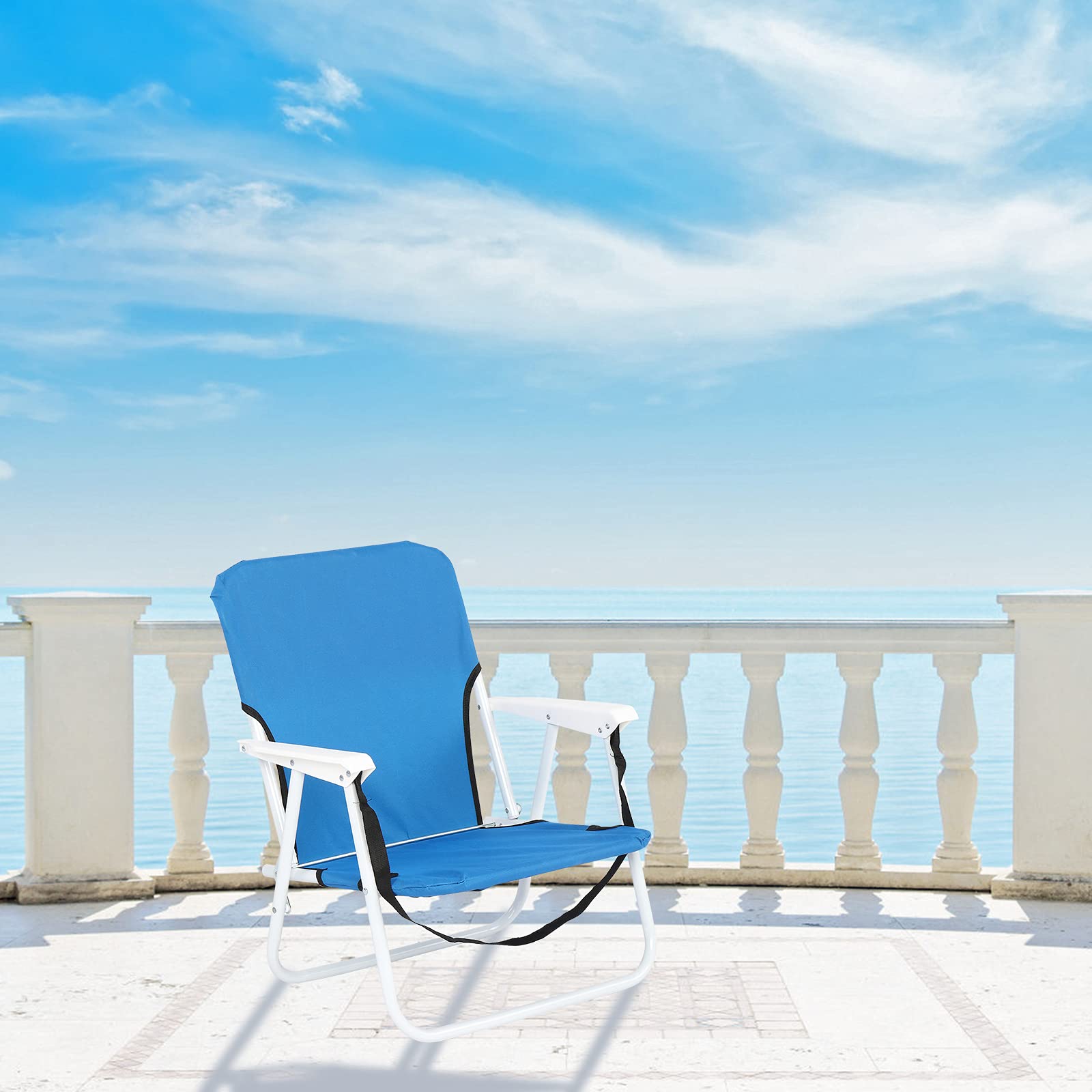 Heavy Duty Camping Chairs - Portable Folding Oversized Outdoor Chair with 220.46lbs Weight Capacity for Beach, Patio, Pool, Park & Indoor Use - Perfect for Camping, Picnics, Backyard Relaxation & Sporting Events (Blue)