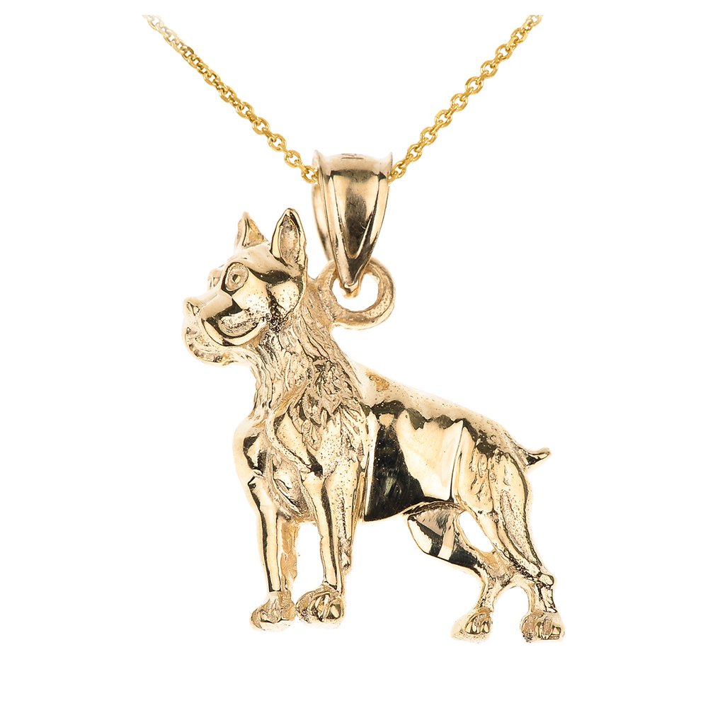 10k Yellow Gold Boxer Dog Charm Pendant Necklace for Women - Dainty Pet Lover Jewelry Gift - Perfect for Birthdays, Anniversaries & Everyday Wear