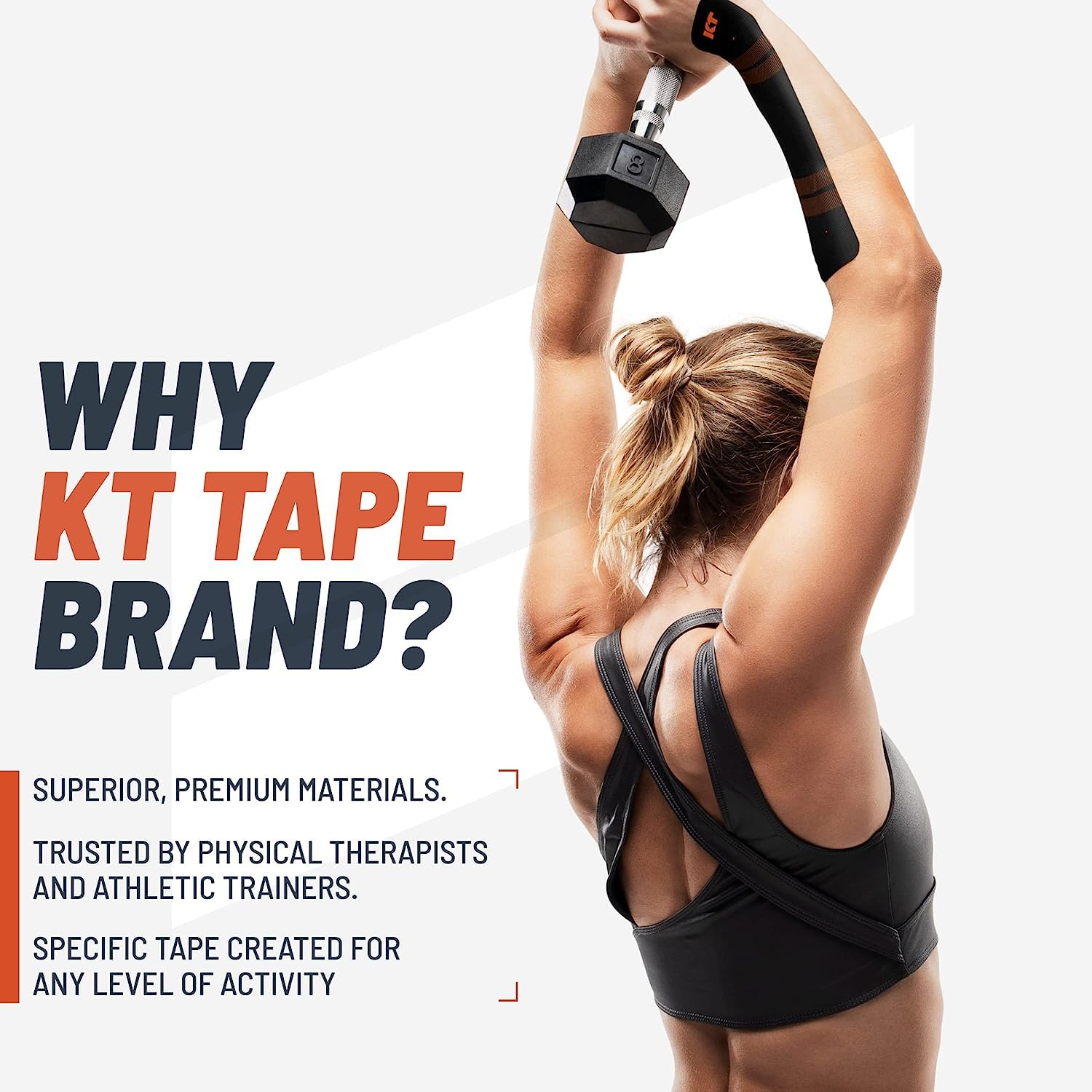KT Tape Pro Synthetic Kinesiology Athletic Tape - 125' Uncut Roll for Sports Injuries, Muscle Support & Pain Relief | Ideal for Running, CrossFit, Yoga & Physical Therapy