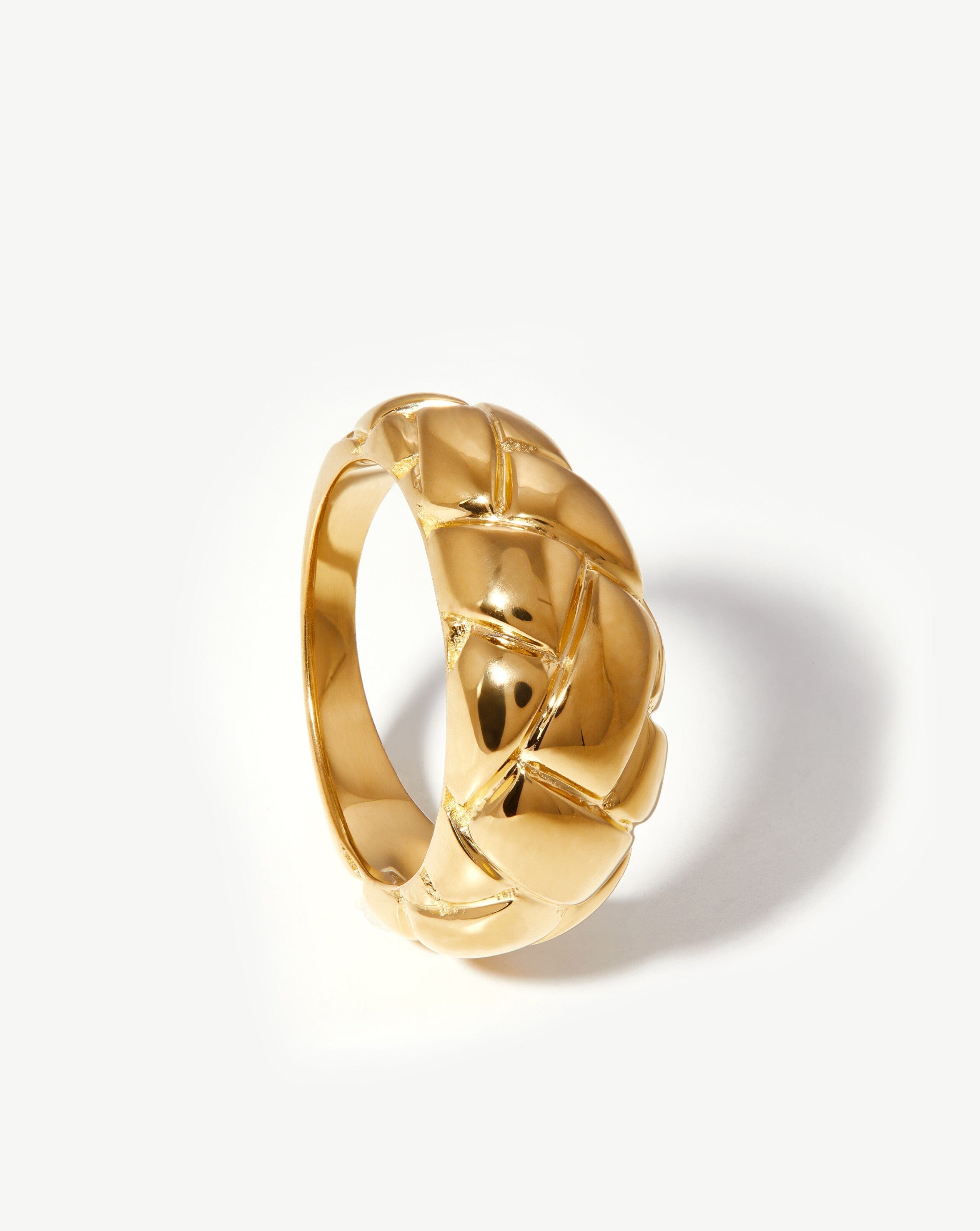 Lucy Williams Dome Waffle Ring | 18k Gold Vermeil Stackable Ring for Women | Elegant Jewelry Gift for Birthday, Anniversary & Everyday Wear