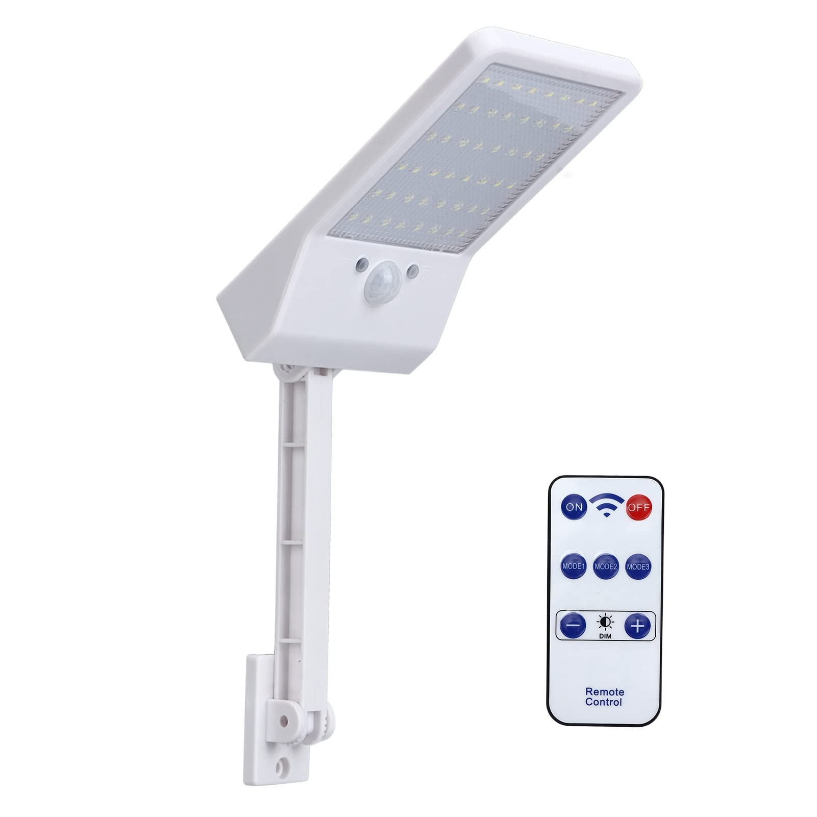 48 LED Solar Street Light with Motion Sensor - 6500K Daylight White, Waterproof Rechargeable Outdoor Lighting for Fence, Patio, Yard (White Shell) - Perfect for Pathway, Garden & Driveway Security