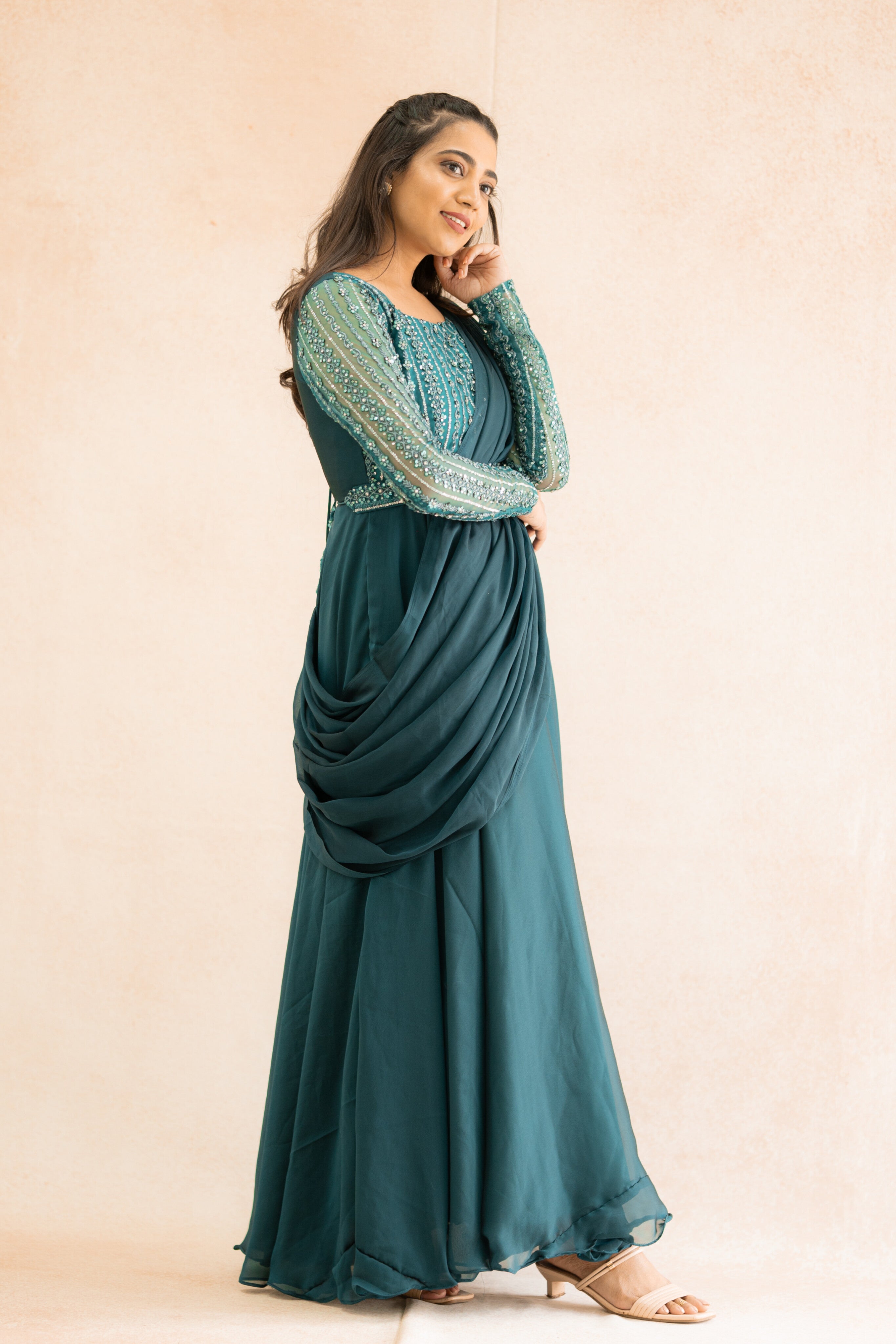 DD420 Sreeja Designer Anarkali Kurti - Elegant Indian Ethnic Dress for Women | Perfect for Weddings, Festivals & Special Occasions