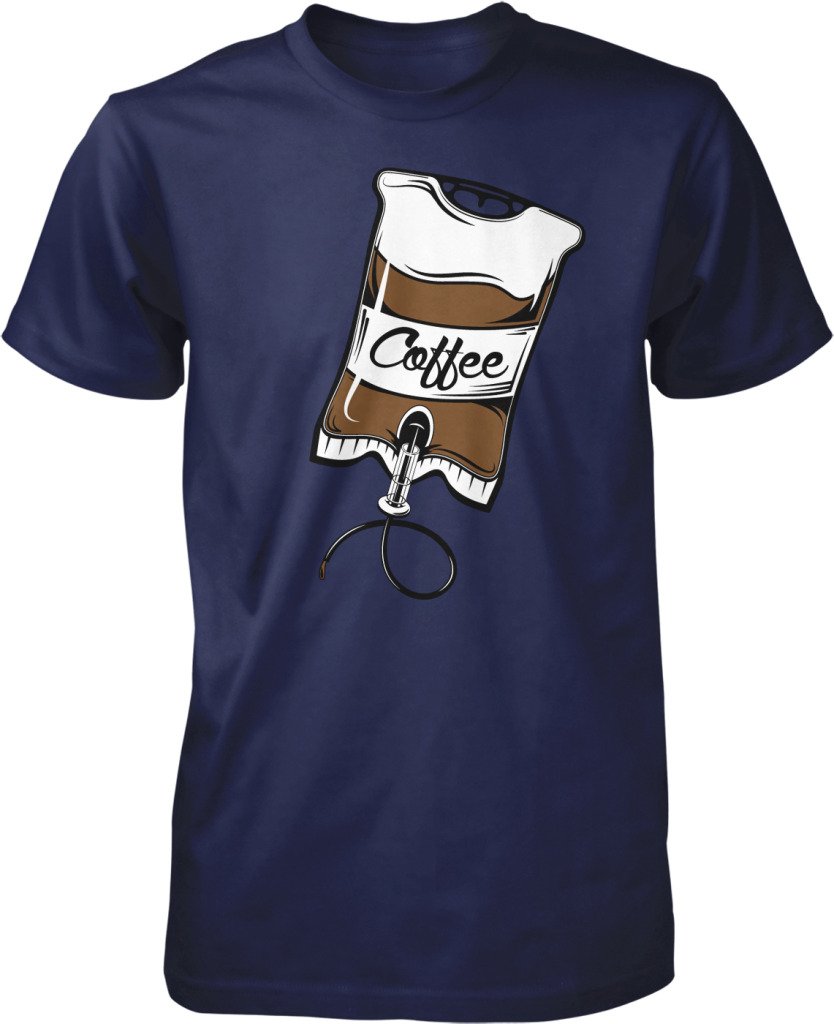 Coffee IV Bag Graphic T-Shirt for Men - Caffeine Lover, Espresso & Cappuccino Design - Perfect for Coffee Enthusiasts, Casual Wear & Gifts