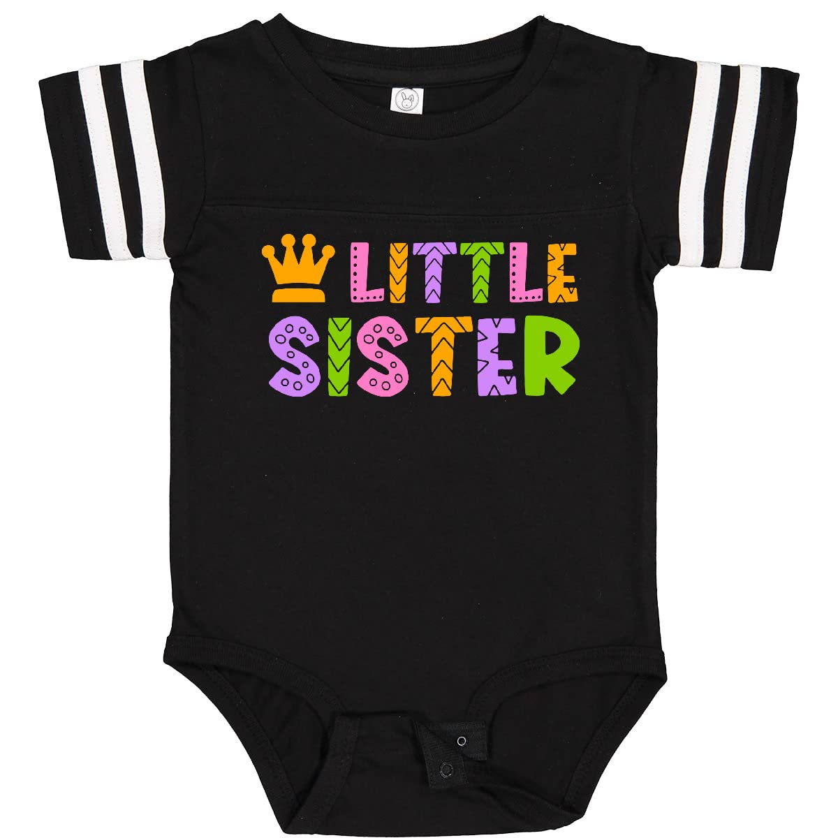 Inktastic Baby Little Sister with Crown Cute Cotton Bodysuit - Perfect for Newborns, Infants & Toddlers - Ideal for Sibling Photos, Birthdays & Family Events