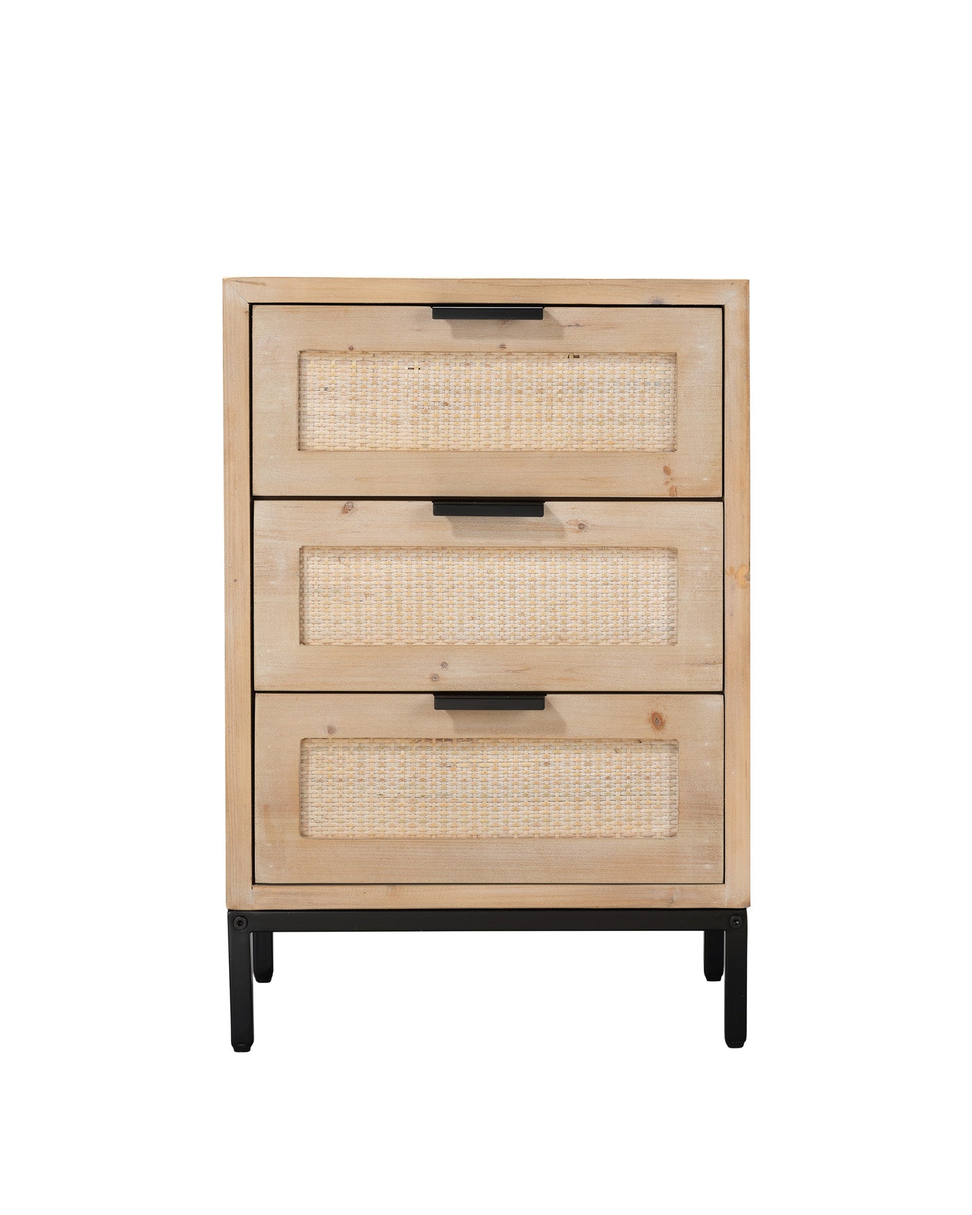 3-Drawer Reed Side Table - Compact Nightstand, Bedside Table for Small Spaces - Perfect for Bedrooms, Living Rooms & Dorm Rooms