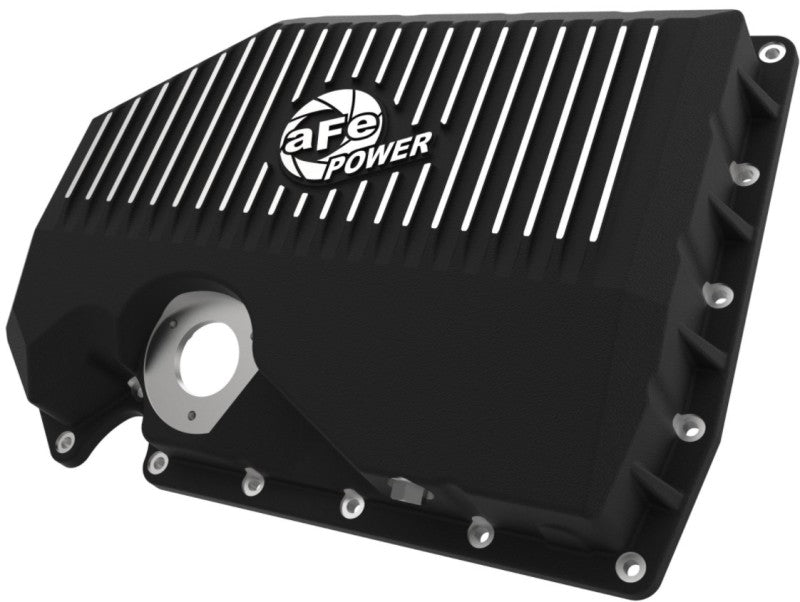 aFe Power 05-19 VW 1.8L/2.0L Engine Oil Pan with Oil Sensor - Black Street Series with Machined Fins | High-Performance Oil Pan for VW Golf, Jetta, Passat | Track & Street Use