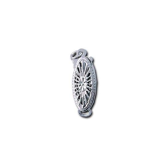14K Solid White Gold Marquise Filigree Safety Clasp - 16.8mm Elegant Jewelry Clasp for Necklaces & Bracelets - Made in USA - Perfect for DIY Jewelry Making & Gift Giving