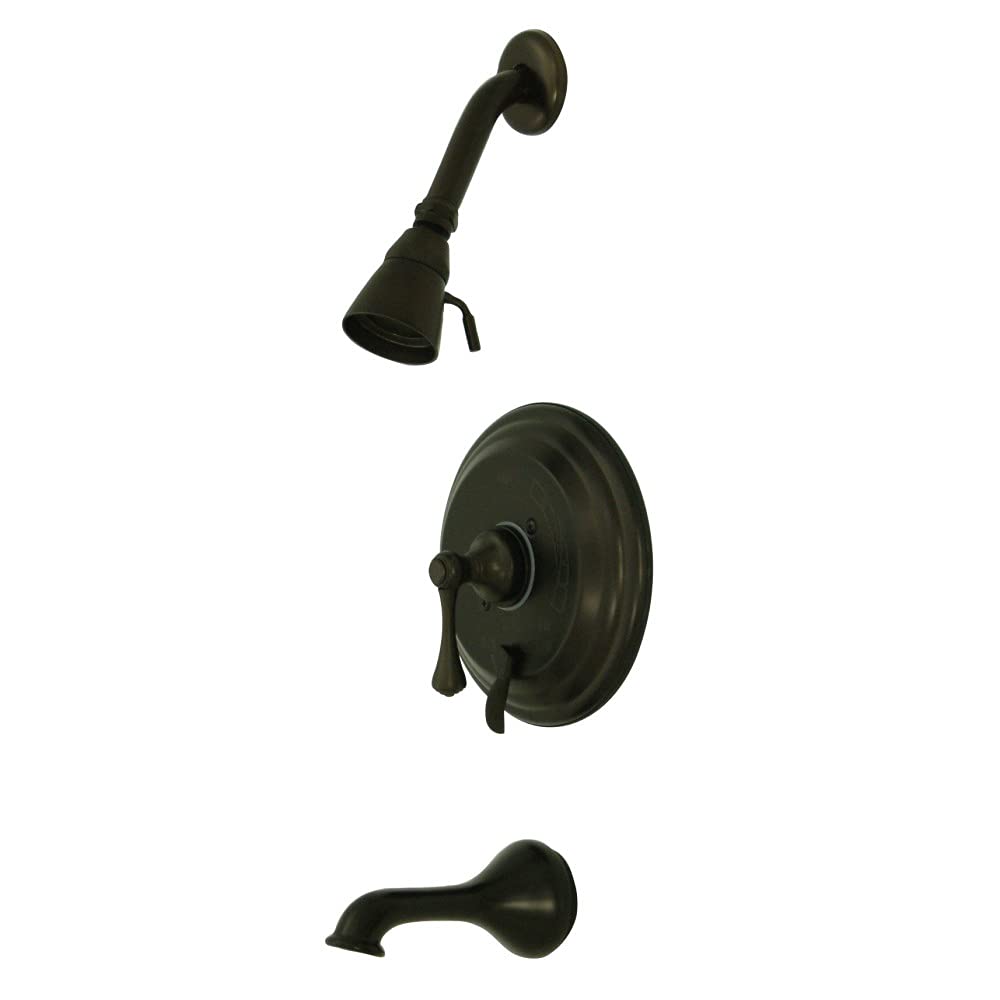 Kingston Brass KB36350BL Vintage Tub and Shower Faucet with Metal Lever Handle in Oil Rubbed Bronze - Perfect for Bathroom Renovation and Classic Home Decor