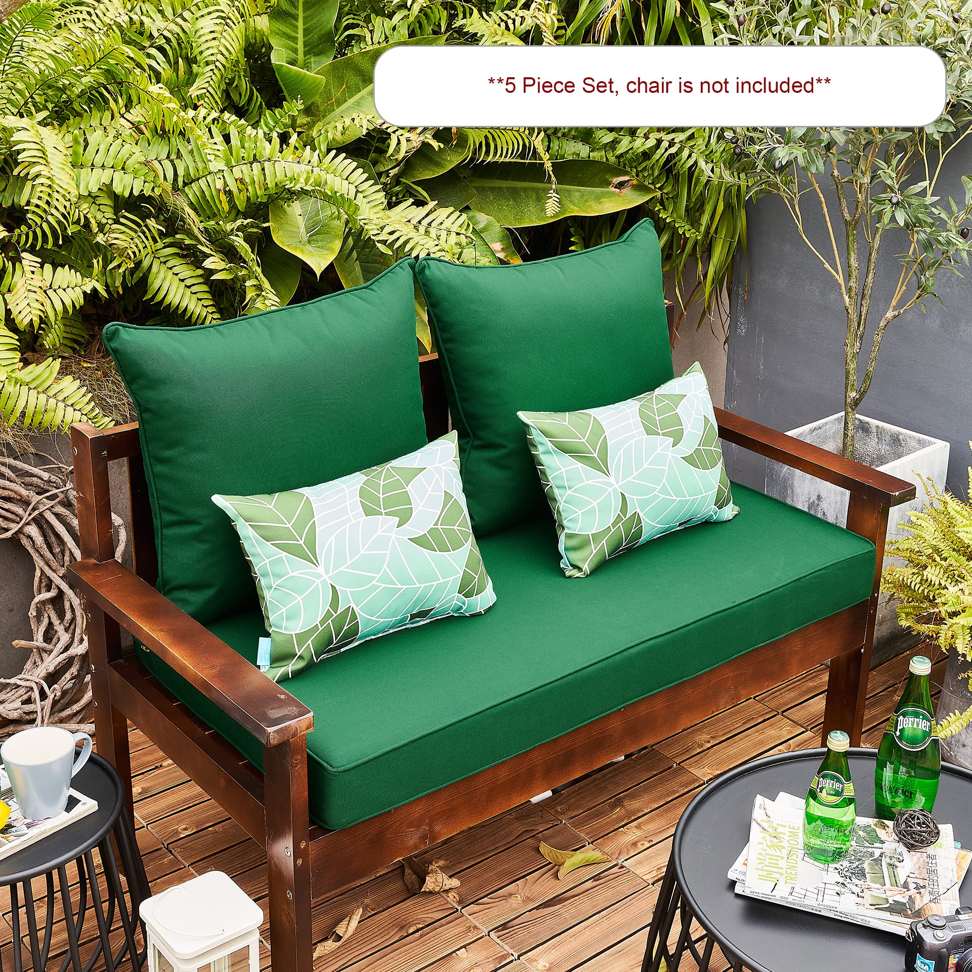 **ARTPLAN All-Weather Deep Seating Loveseat Cushions Set of 5 – Waterproof Outdoor Patio Furniture Cushions for Sofa, Chair, and Lounge – Perfect for Backyard, Poolside, and Garden Relaxation**