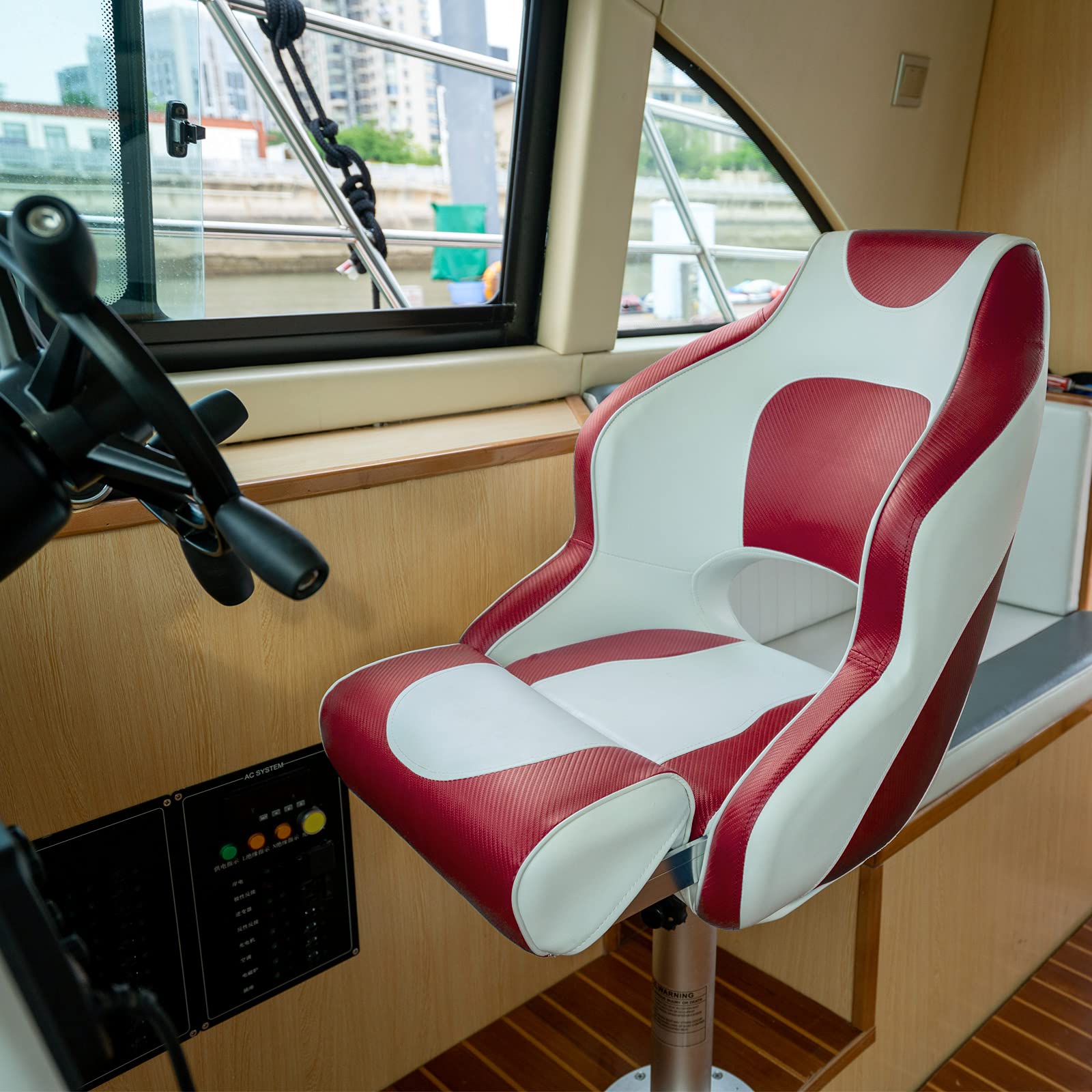 Premium Two-Tone Boat Seat - Flip-Up Captain's Bucket for Boating & Fishing