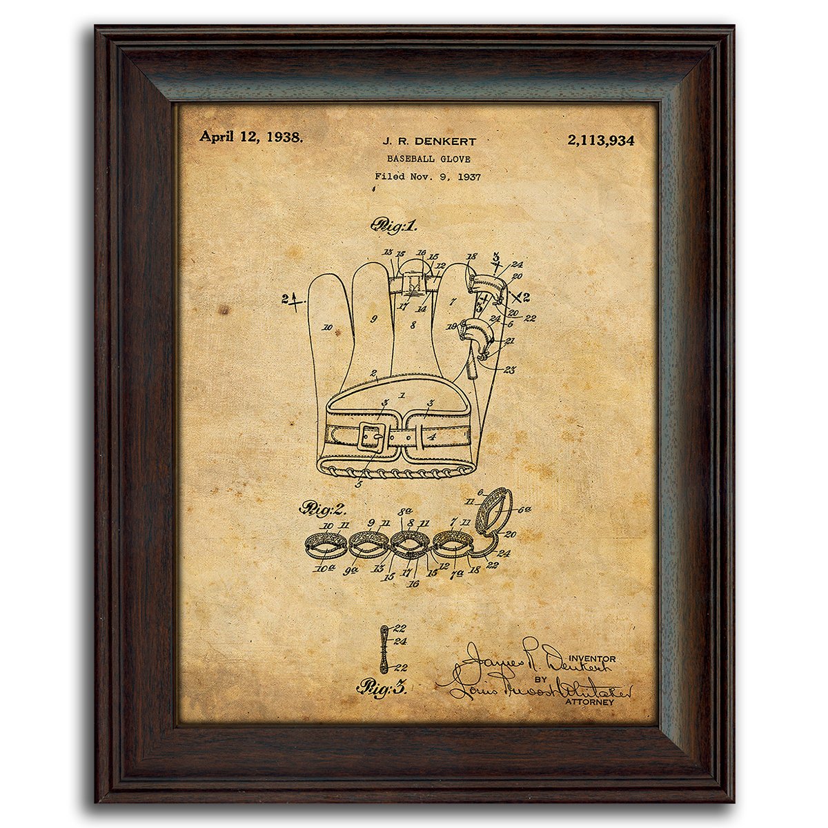 4-Piece Framed Modern Baseball Patent Art Set - 14