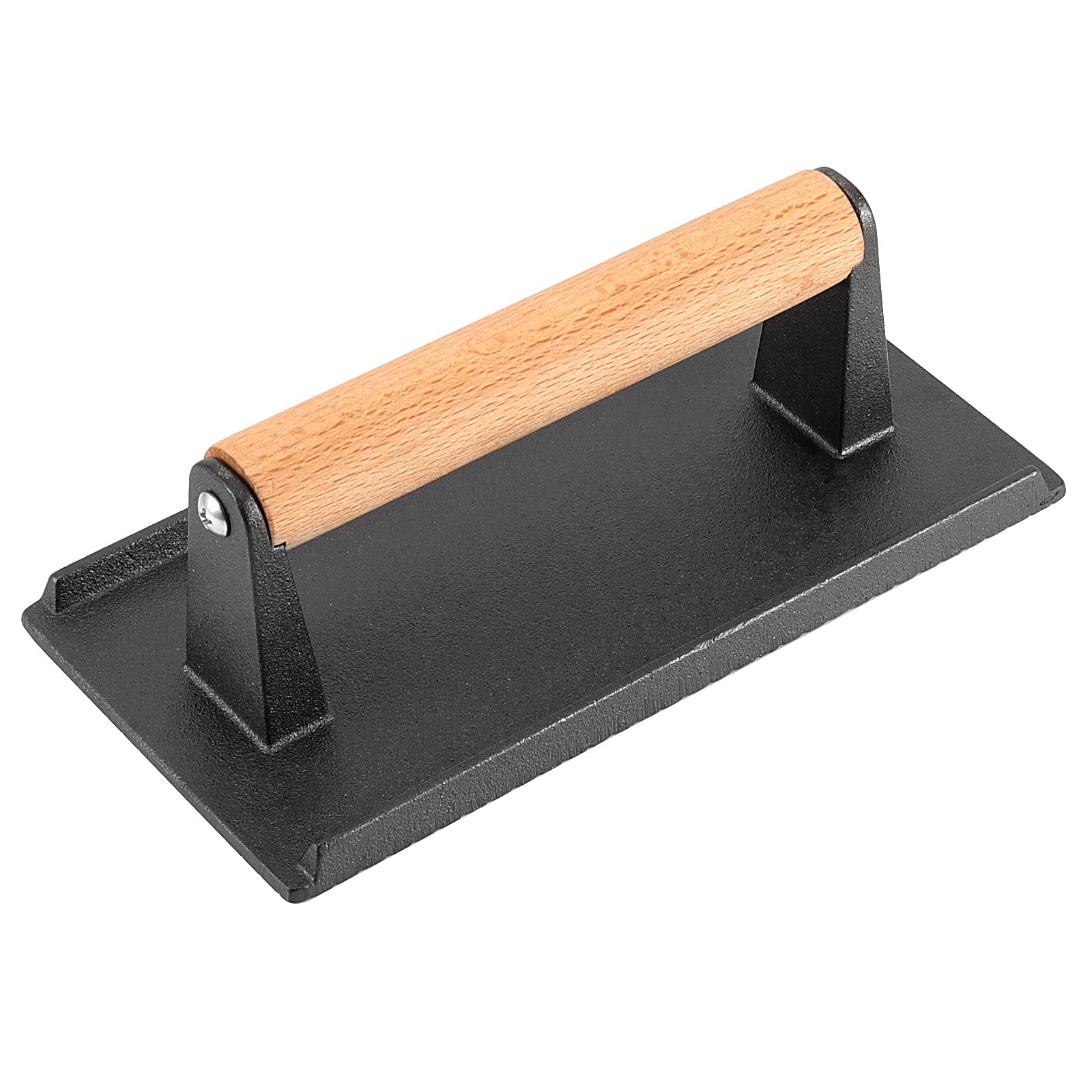 2-Pack 8x4 Inch Cast Iron Grill Press - Heavy Duty Bacon & Steak Weight with Wooden Handle - Perfect for Burgers, Paninis, Sandwiches & BBQ Cooking - Ideal for Grilling, Griddle Cooking & Kitchen Use