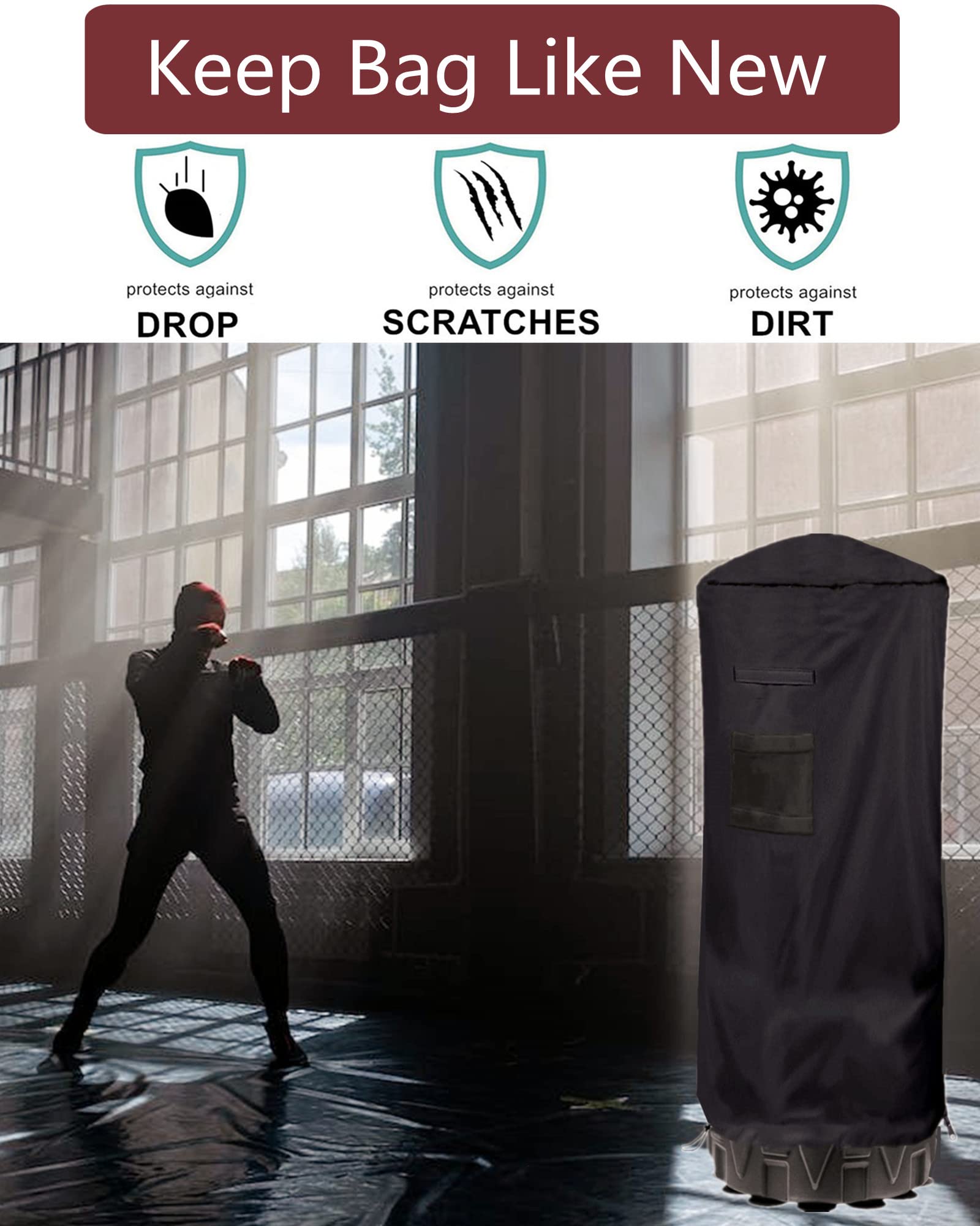 Freestanding Punching Bag Cover - Waterproof Heavy Bag Protective Cover for Outdoor & Indoor Boxing Training, Gym, Home Use
