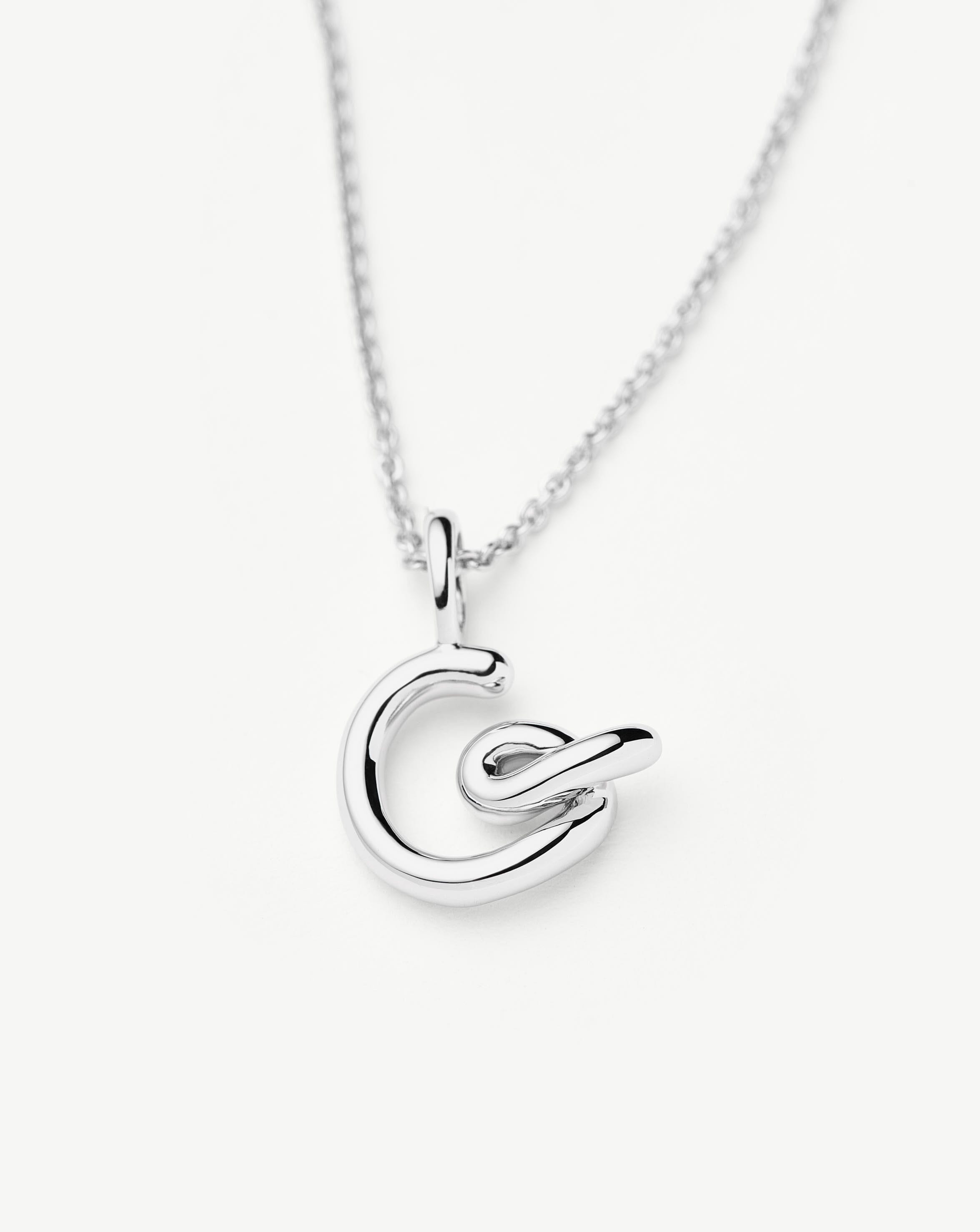 Personalized Sterling Silver Curly Molten Mini Initial Necklace - Letter G | Dainty Layering Jewelry for Women, Perfect Gift for Birthday, Anniversary & Valentine's Day