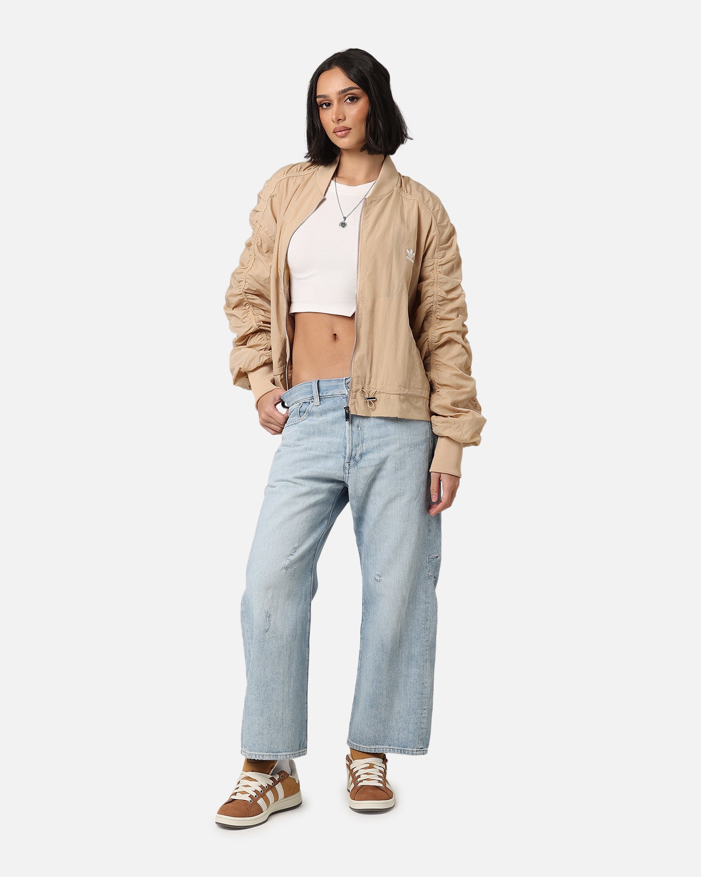 Adidas Women's Lightweight Bomber Jacket - Magic Beige | Stylish Outerwear for Casual Wear, Travel & Everyday Comfort