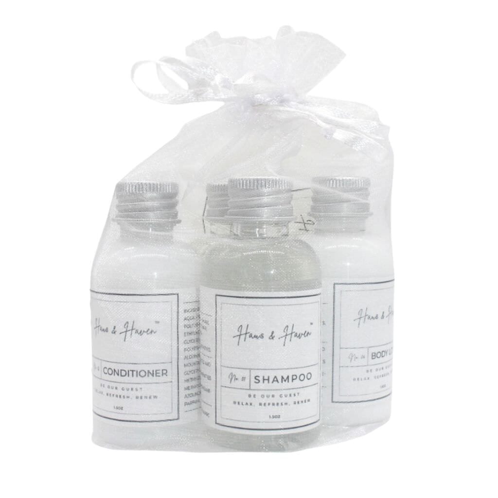 Luxury Hotel Toiletries Set - Premium Travel-Sized Shampoo, Conditioner, Body Wash & Lotion in Elegant Presentation Bag | Perfect for Travel, Gifts & Home Spa Experience