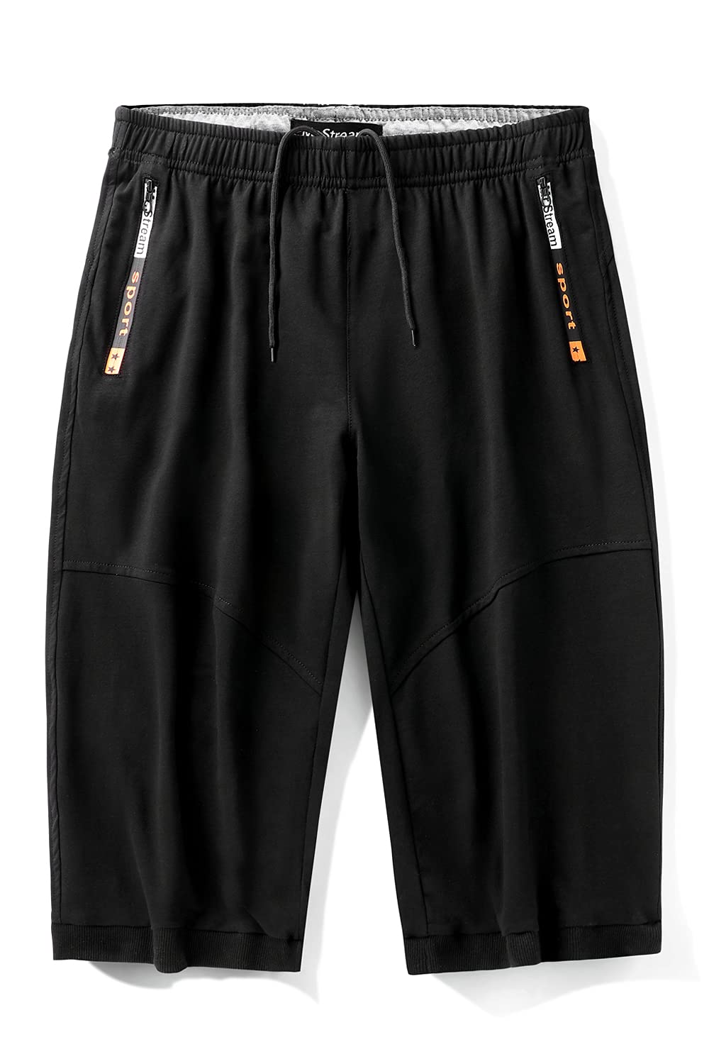 Mr.Stream Men's Plus Size Casual Capri 3/4 Length Jogger Pants - Breathable Cotton Athletic Shorts for Basketball, Gym & Running - Comfortable Below-Knee Workout Pants for Sports & Lounge Wear