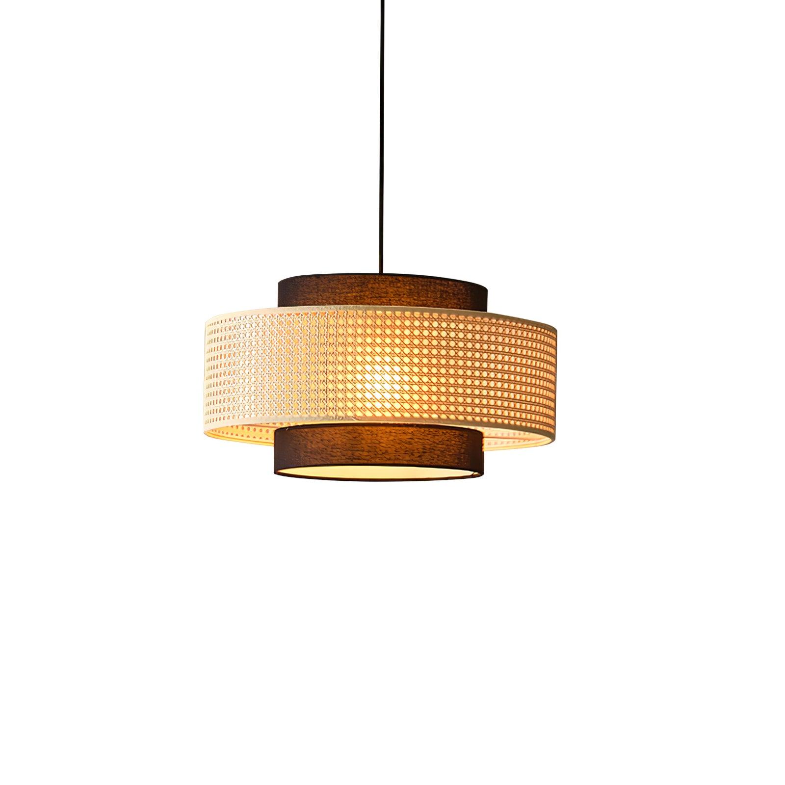 Modern Drum Shade Pendant Light - Adjustable Hanging Ceiling Fixture for Kitchen Island, Dining Room & Bedroom Lighting - Energy Efficient LED Chandelier in Black/White/Gold Finishes