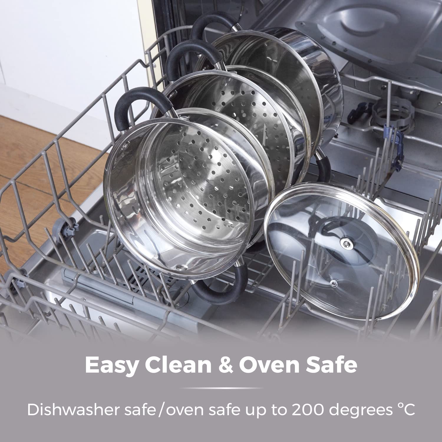 3-Tier Stainless Steel Steamer with Glass Lid & Mirror Finish - 18cm Essential Kitchen Tool for Healthy Cooking, Steaming Vegetables, Dumplings & Seafood