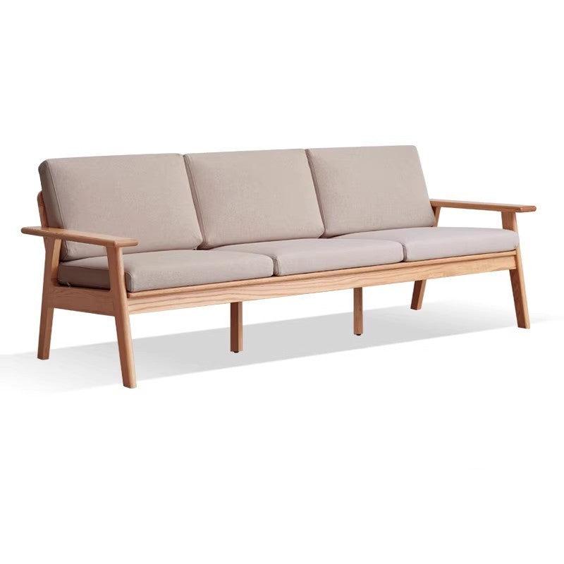 Japanese Style 3-Seater Fabric Sofa - Solid Oak & Pine Wood Frame - Perfect for Living Room, Lounge, or Zen Home Decor