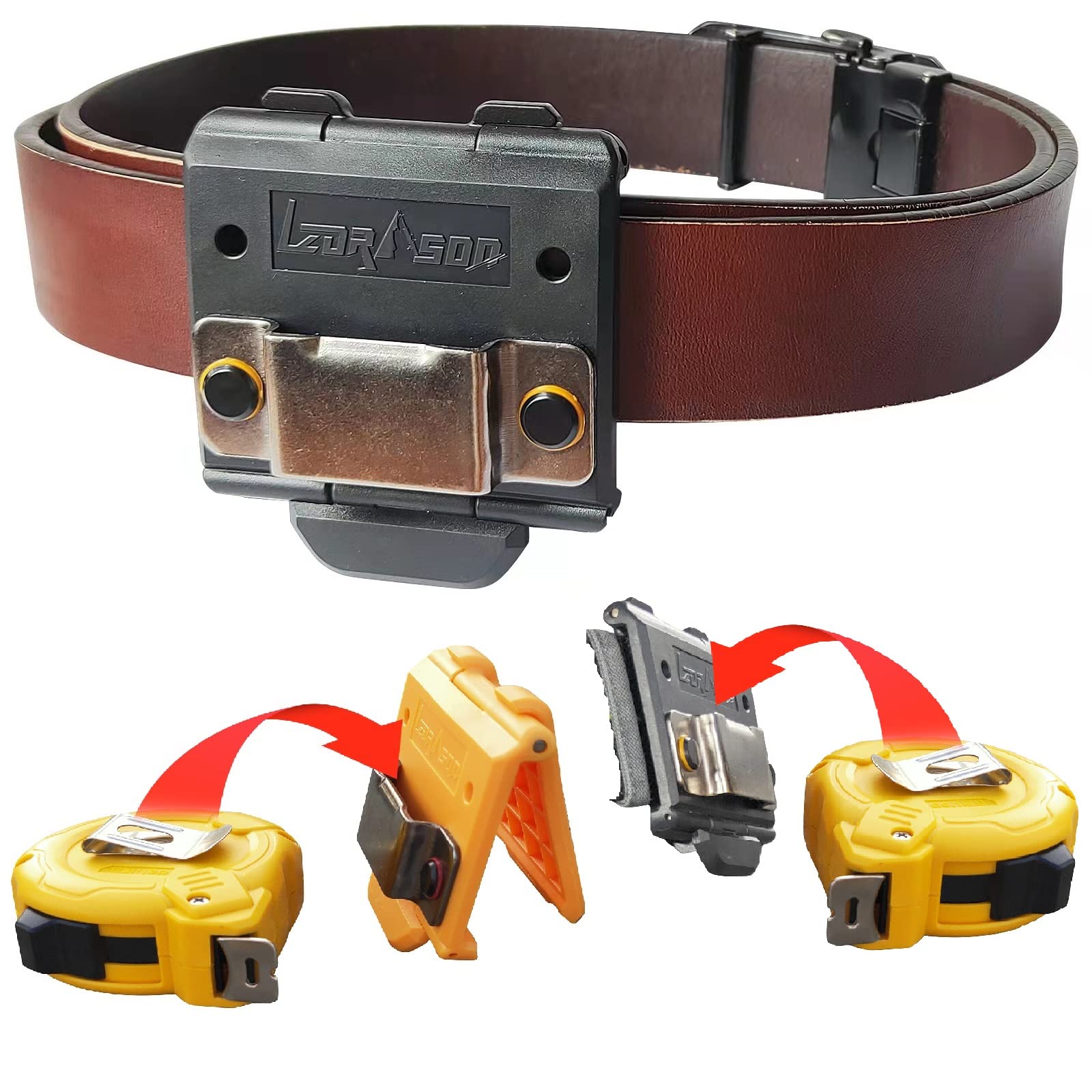 Heavy Duty Tape Measure Holder with Belt Clip - Durable Measuring Tool Holster for Carpenters & Contractors - Secure Tape Measure Pouch (Pack of 1) - Perfect for Construction Sites, DIY Projects & Home Renovations