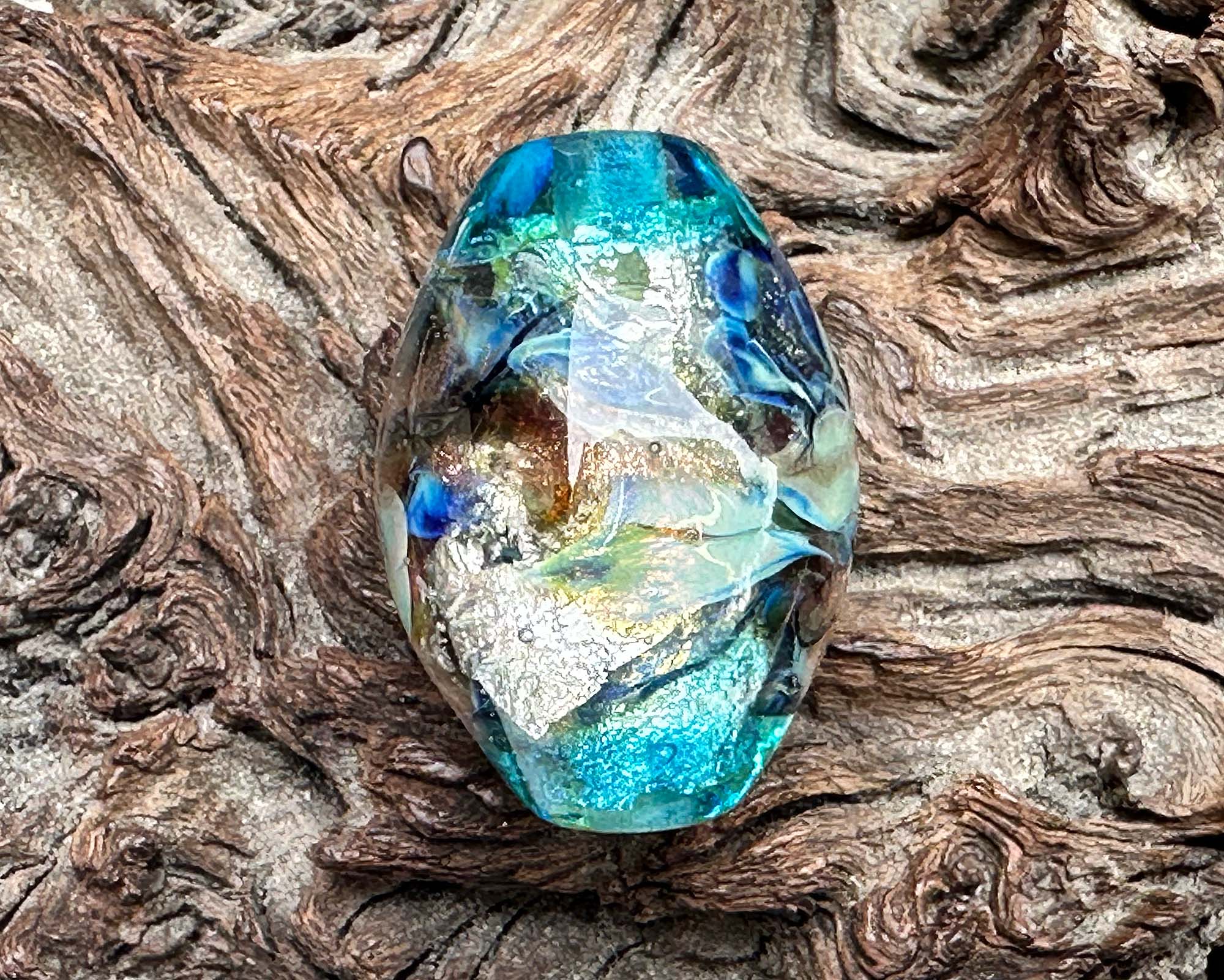 Aqua Galaxy Blue Lampwork Glass Focal Bead for Jewelry Making - Handmade SRA Artisan Bead for Necklaces, Bracelets & DIY Crafts - Perfect for Boho, Hippie & Beach Style Accessories