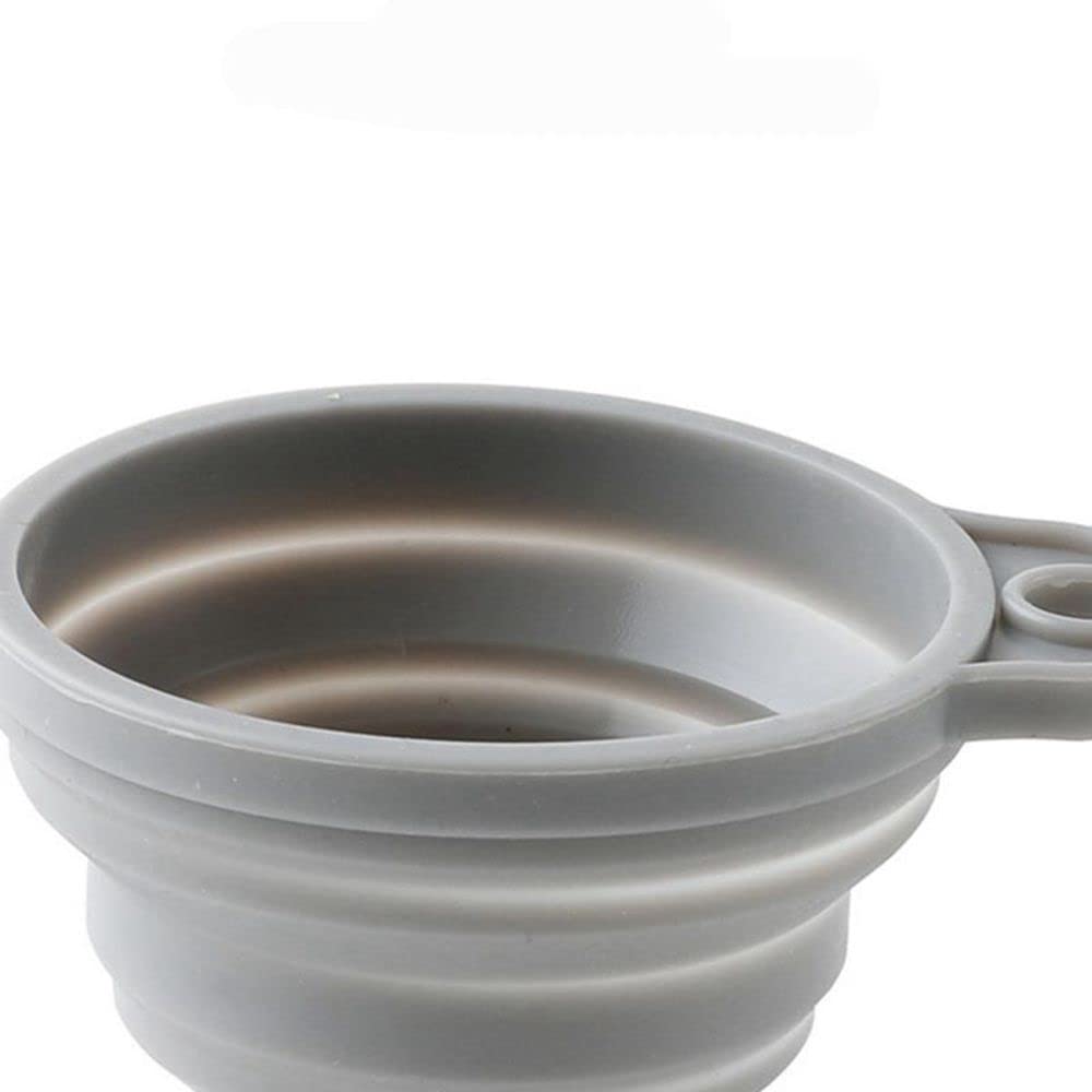 Mini Silicone Collapsible Funnel for Filling Bottles - Portable, Flexible, Foldable Kitchen Funnel for Liquid, Oil & Powder (Grey) | Perfect for Travel, Camping & Home Use