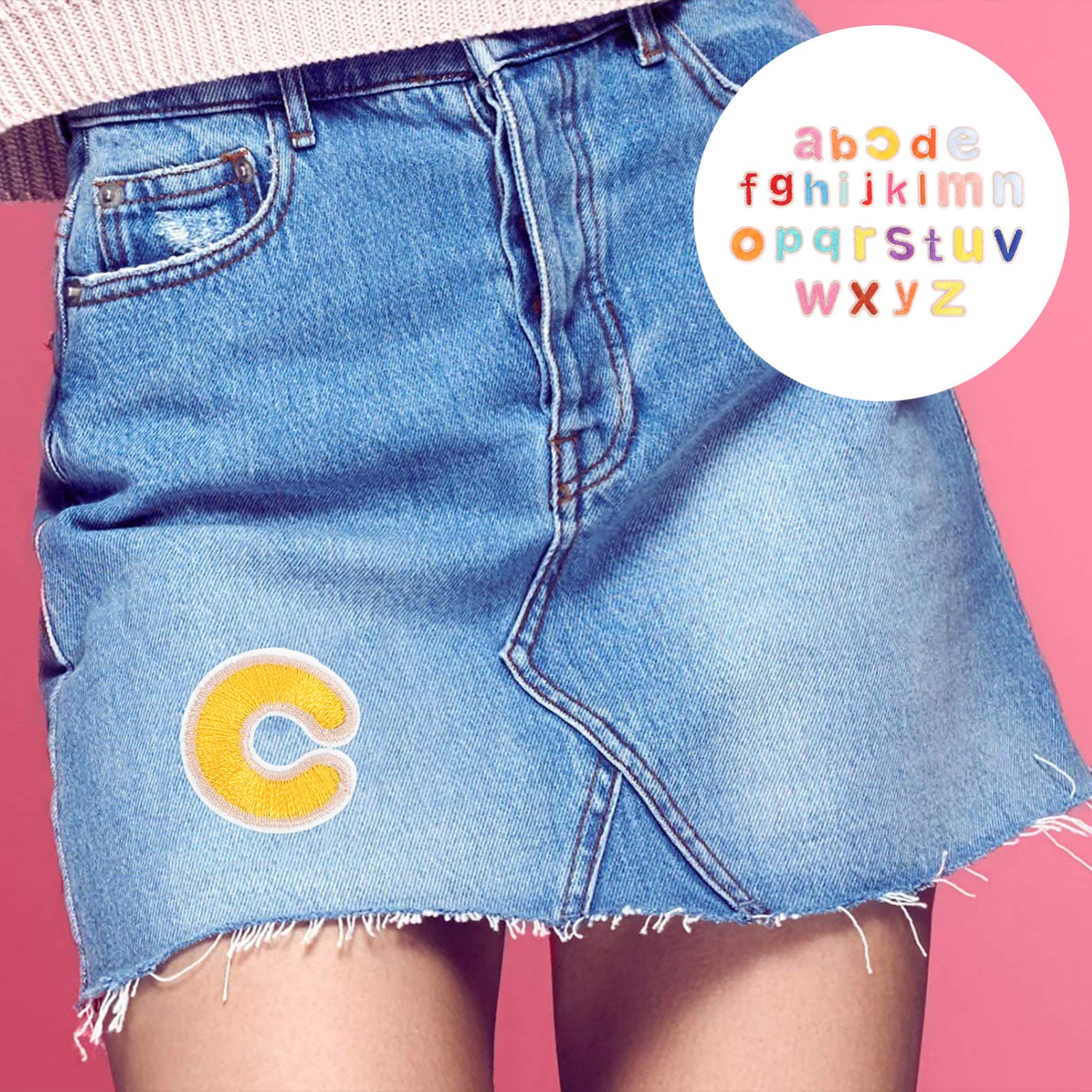 EXCEART 26pcs Embroidered Alphabet Patches Set - A-Z Letter Stickers, Iron-On Applique for DIY Crafts, Backpacks, Jeans & Denim Jackets (Perfect for Customizing Clothes, Hats & Accessories)