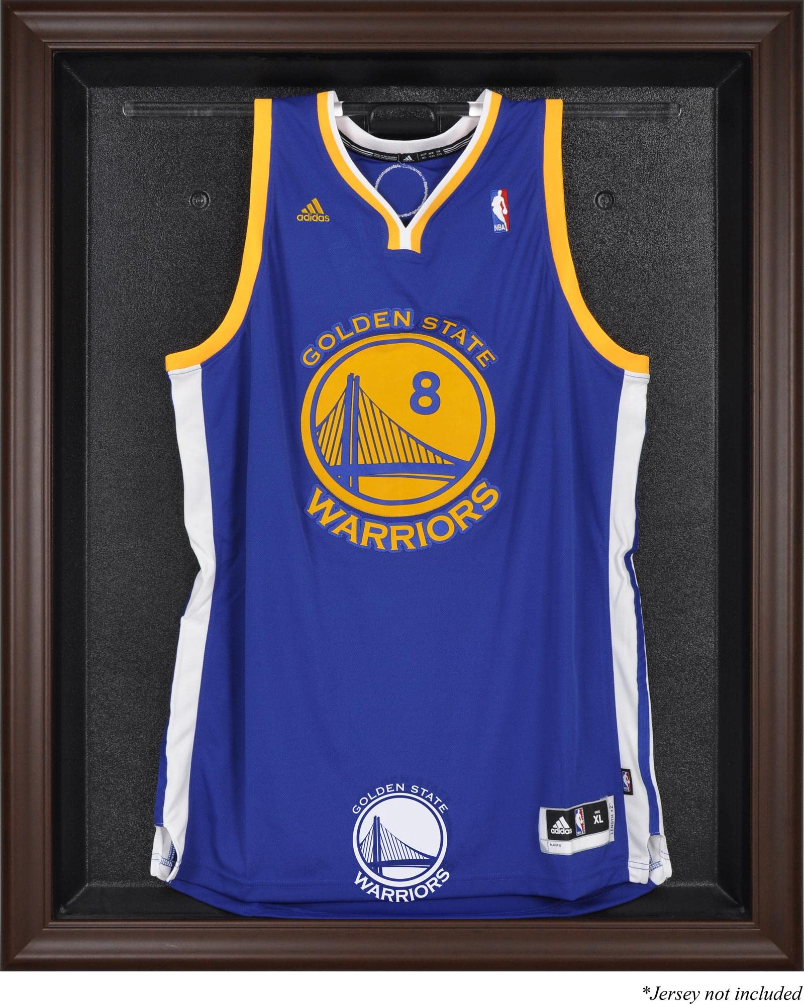 Golden State Warriors Brown Framed Jersey Display Case - Premium Basketball Jersey Shadow Box for Memorabilia Collection & Man Cave Decor (Case Only) - Perfect for Sports Fans, Home Office, and Game Room Display