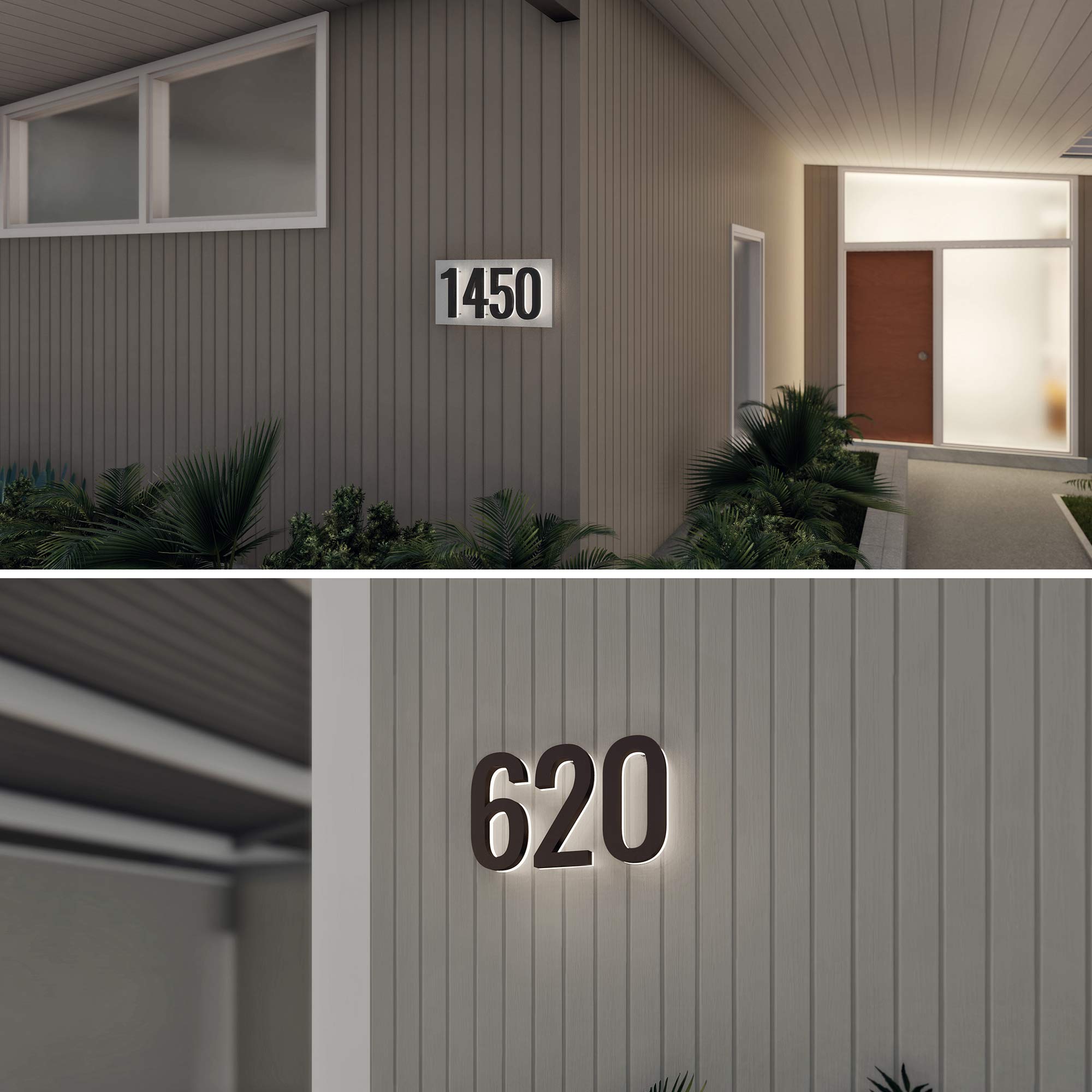 7 Inch Stainless Steel LED Backlit House Numbers - 6000K Illuminated Modern Address Plaque (Black) for Home, Office & Apartment - Weatherproof & Durable Outdoor Signage