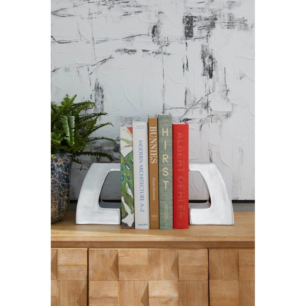 Cyan Design 11659 Apostrophe Bookends - Polished Aluminum Book Holders for Decorative Home & Office Shelves - Perfect for Organizing Books, Displaying Collectibles, and Adding Modern Style to Any Space