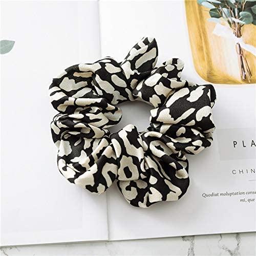 7 Pack Large Cheetah Print Elastic Satin Hair Scrunchies - Soft Hair Ties & Wristbands for Women & Girls (Sleep, Party, Shower, Curly Hair Care) - Fashionable Hair Accessories for Everyday Use, Workouts and Special Occasions