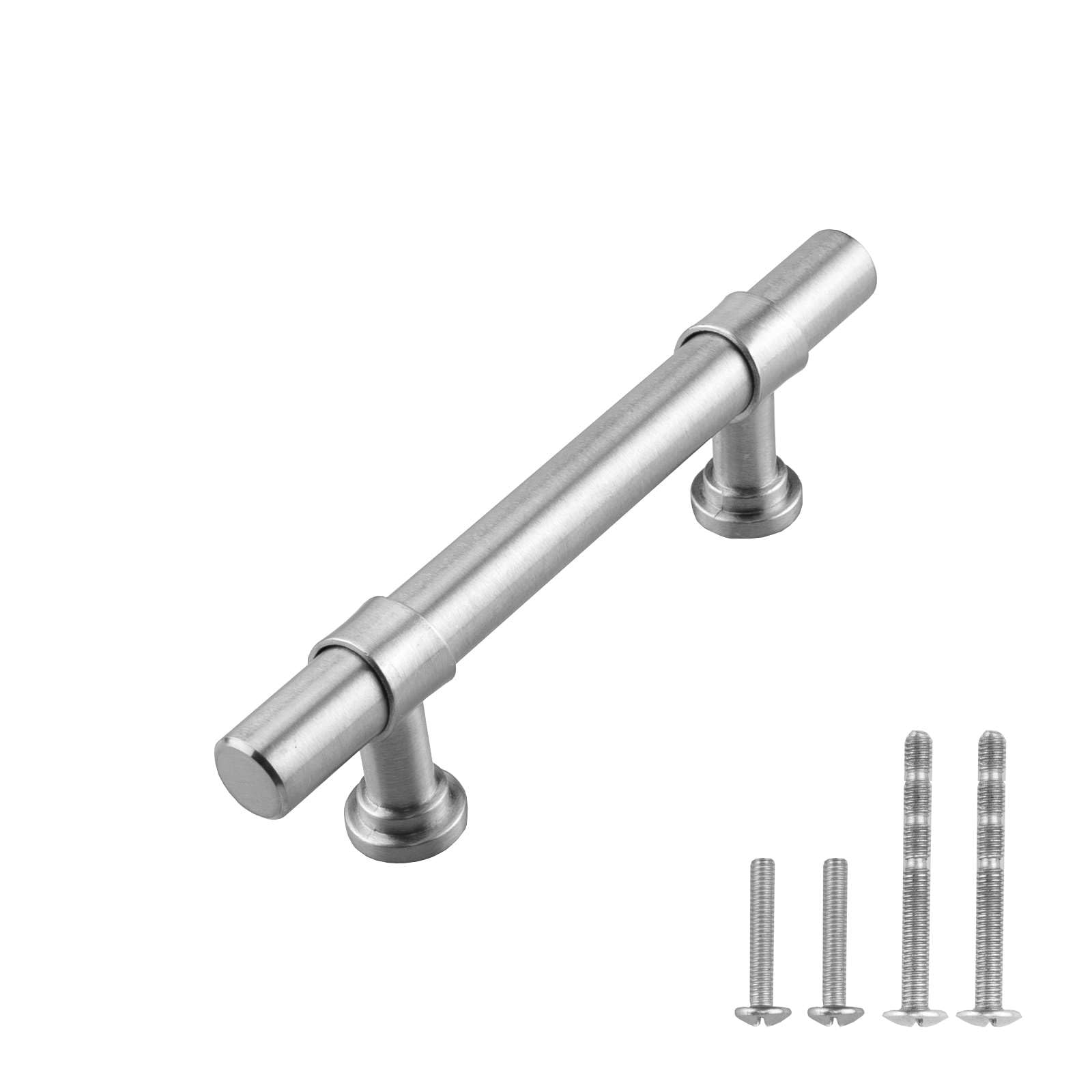 15 Pack Round Bar Cabinet Handles - 304 Stainless Steel Brushed Nickel Pulls - 5