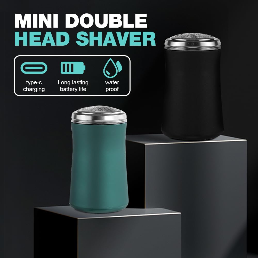 Mini Electric Shaver for Men & Women - Portable Travel Shaver with USB Rechargeable & Waterproof Design - Pocket Size Washable Electric Razor Trimmer (2 Pack) - Perfect for Home, Travel, Gym & On-the-Go Grooming