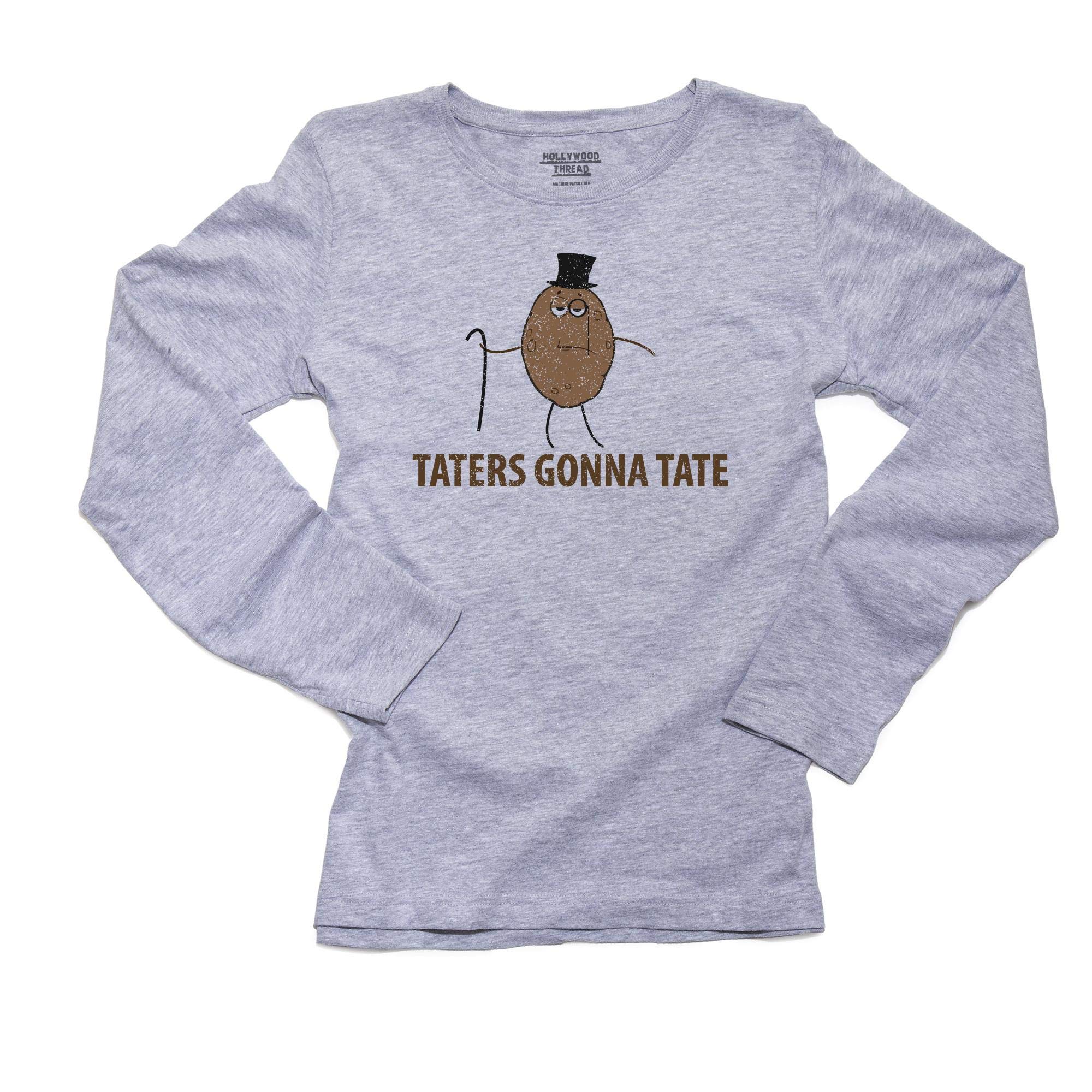 Strut Women's Long Sleeve T-Shirt - Hollywood Thread Tater Tots Design - Funny Potato Graphic Tee for Women - Casual Outfit & Potato Lover Gift