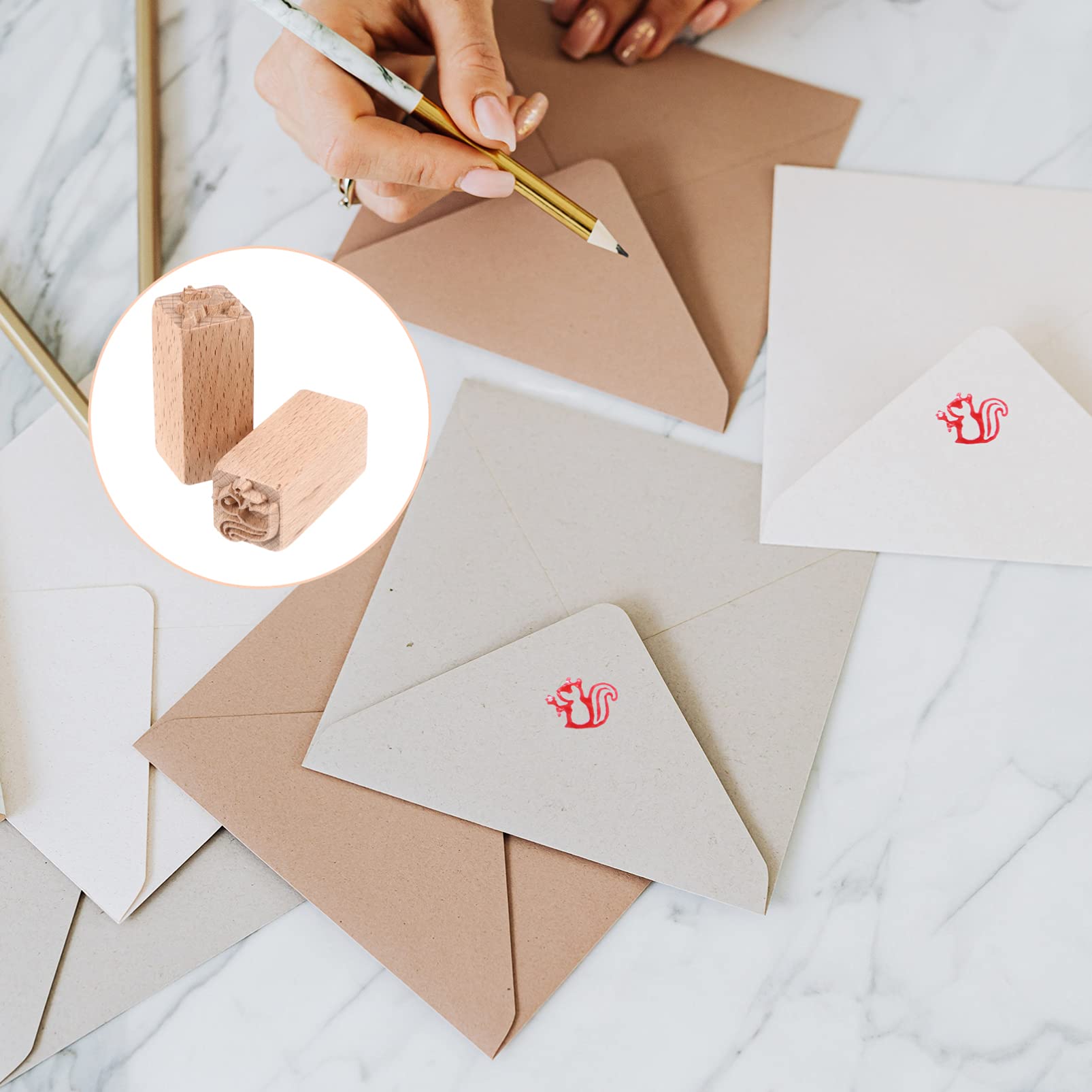 2PCS Wooden Square Stamps for DIY - Unique Handmade Seal with Chic Patterns for Scrapbooking, Kids Crafts, and Personalized Gifts - Perfect for Journals, Cards, and Art Projects