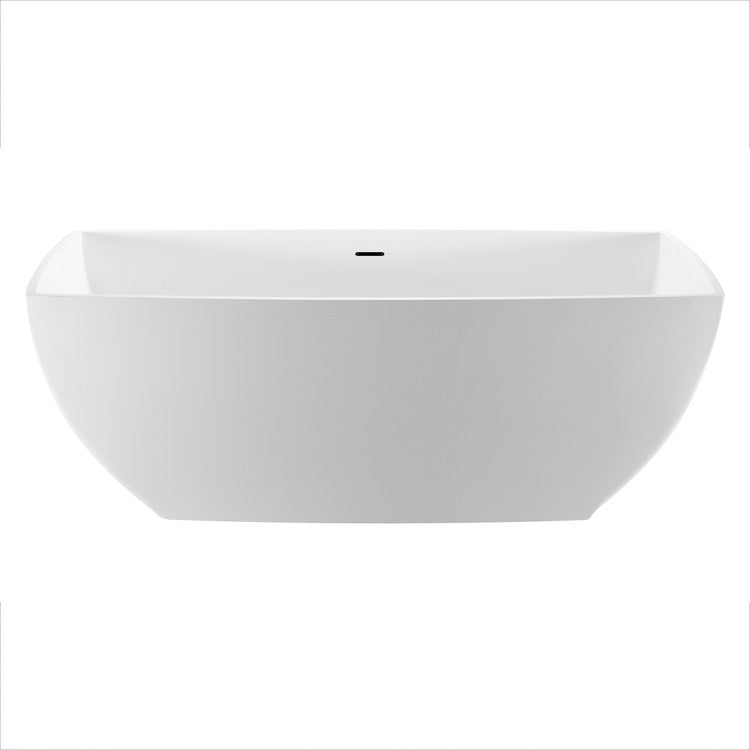 67.5 x 35.5 Inch Freestanding Air Tub Adrian - White Gloss Rectangle Sculpturestone Bathtub with 124 Gallon Capacity & 24 Inch Depth | Perfect for Luxury Bathrooms, Spa Retreats & Relaxation